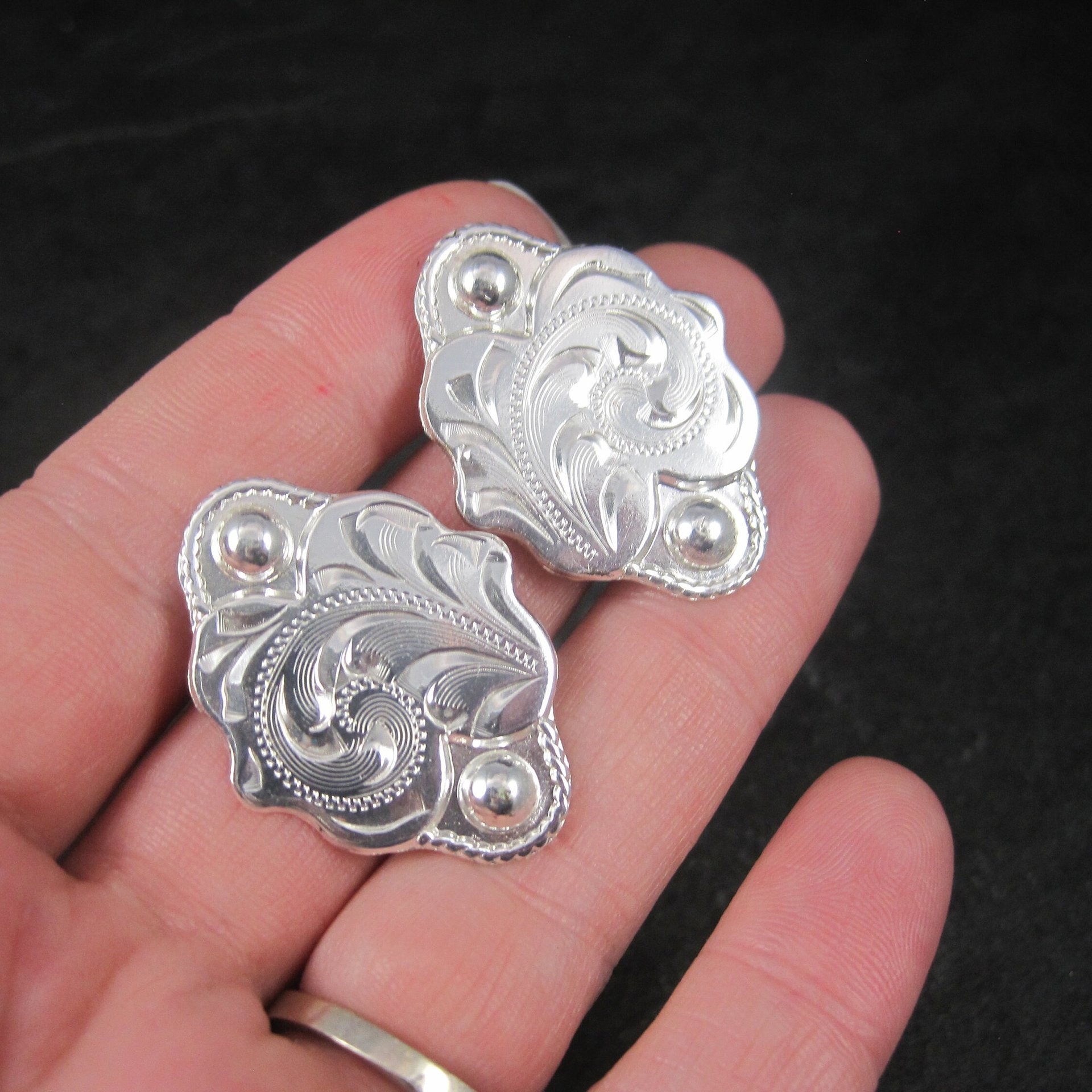 Vintage Etched Western Earrings Circle Y of Yoakum