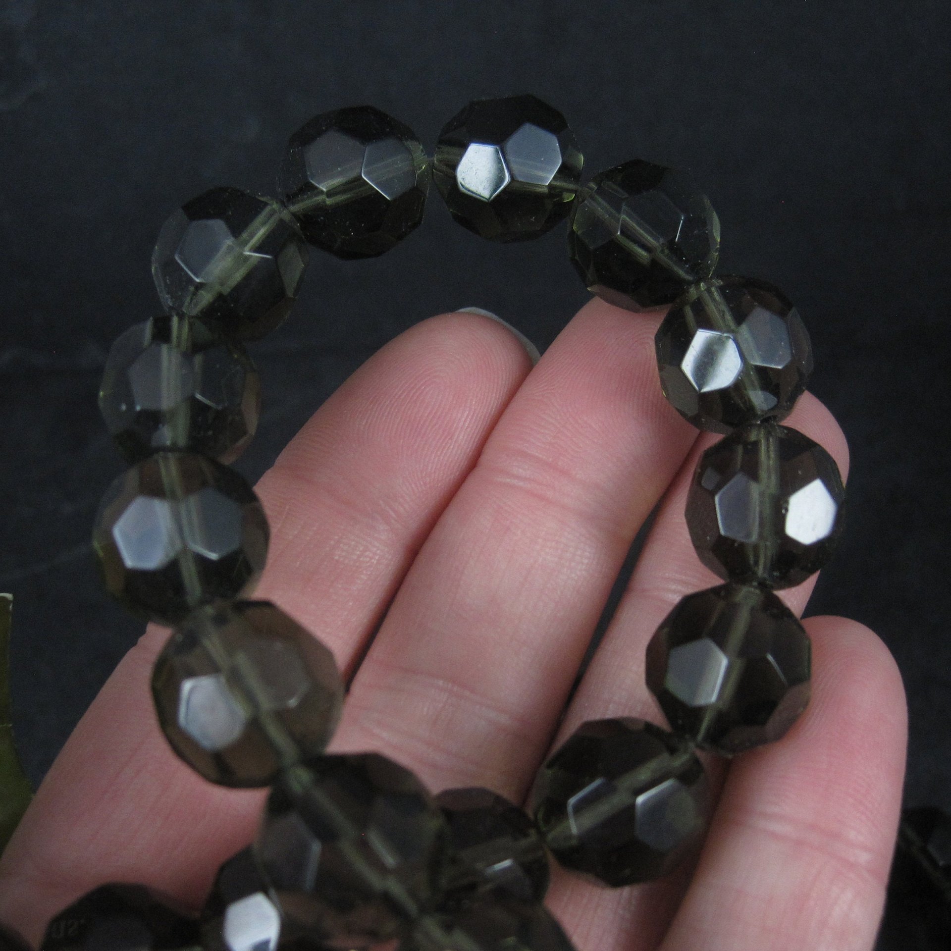 Bead Gallery 13MM Faceted Smoky Glass Beads 12"
