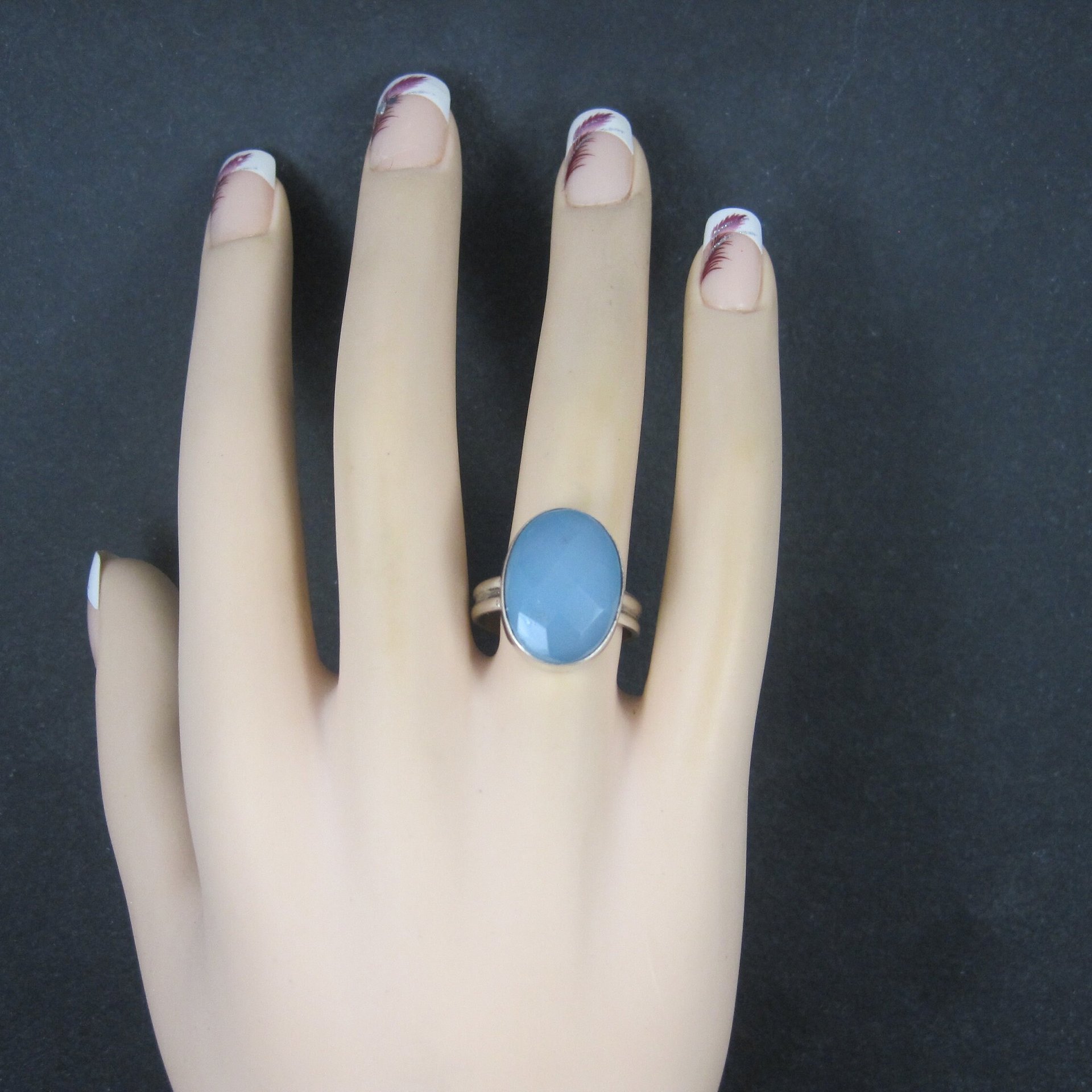 Vintage Sterling Faceted Chalcedony Ring Size 8