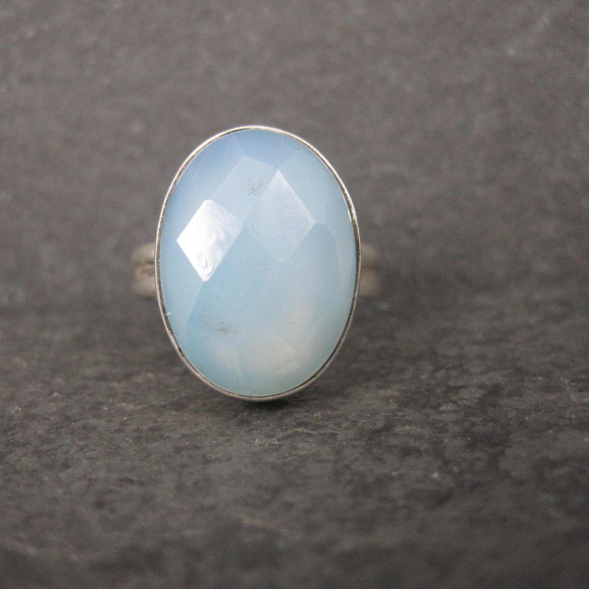 Vintage Sterling Faceted Chalcedony Ring Size 8