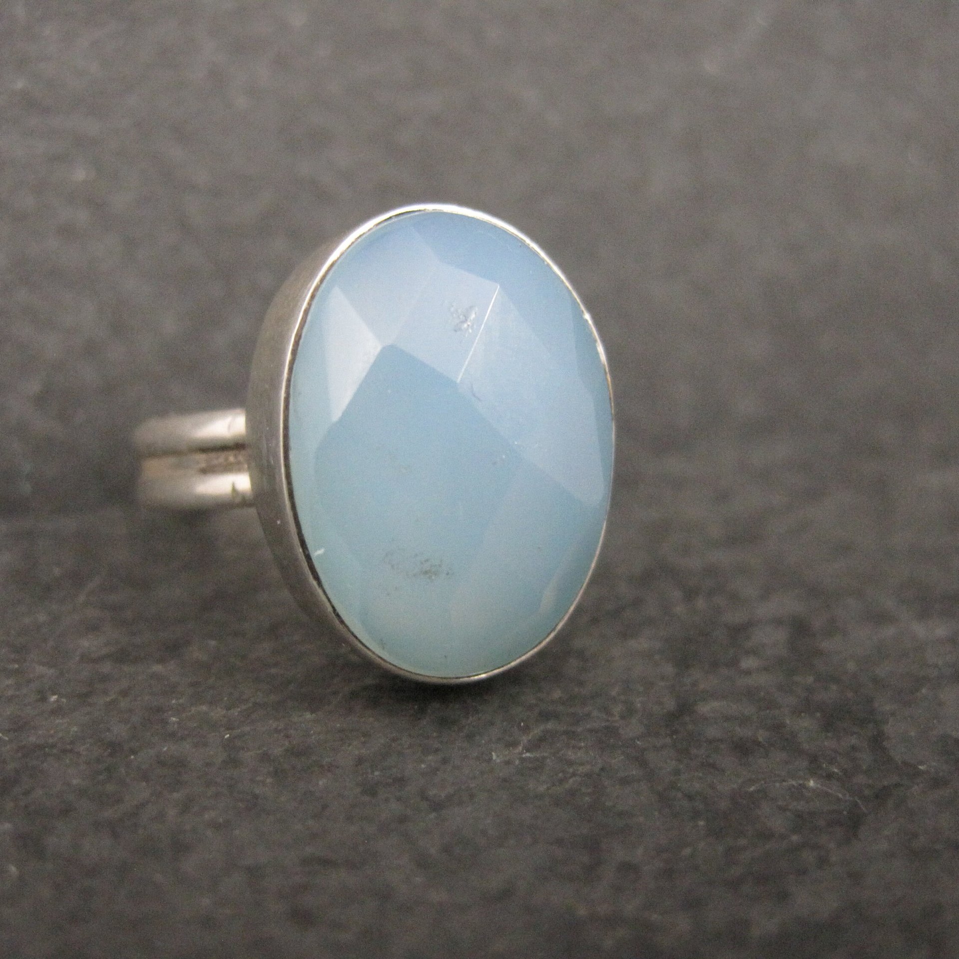 Vintage Sterling Faceted Chalcedony Ring Size 8