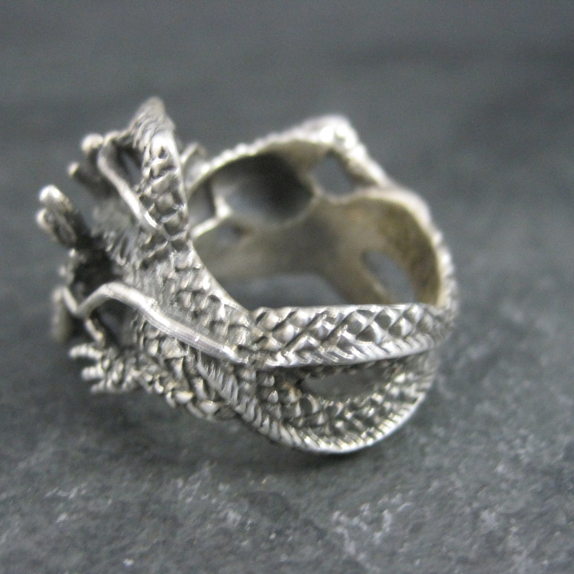 Huge Vintage Sterling Dragon Ring Size 10.5