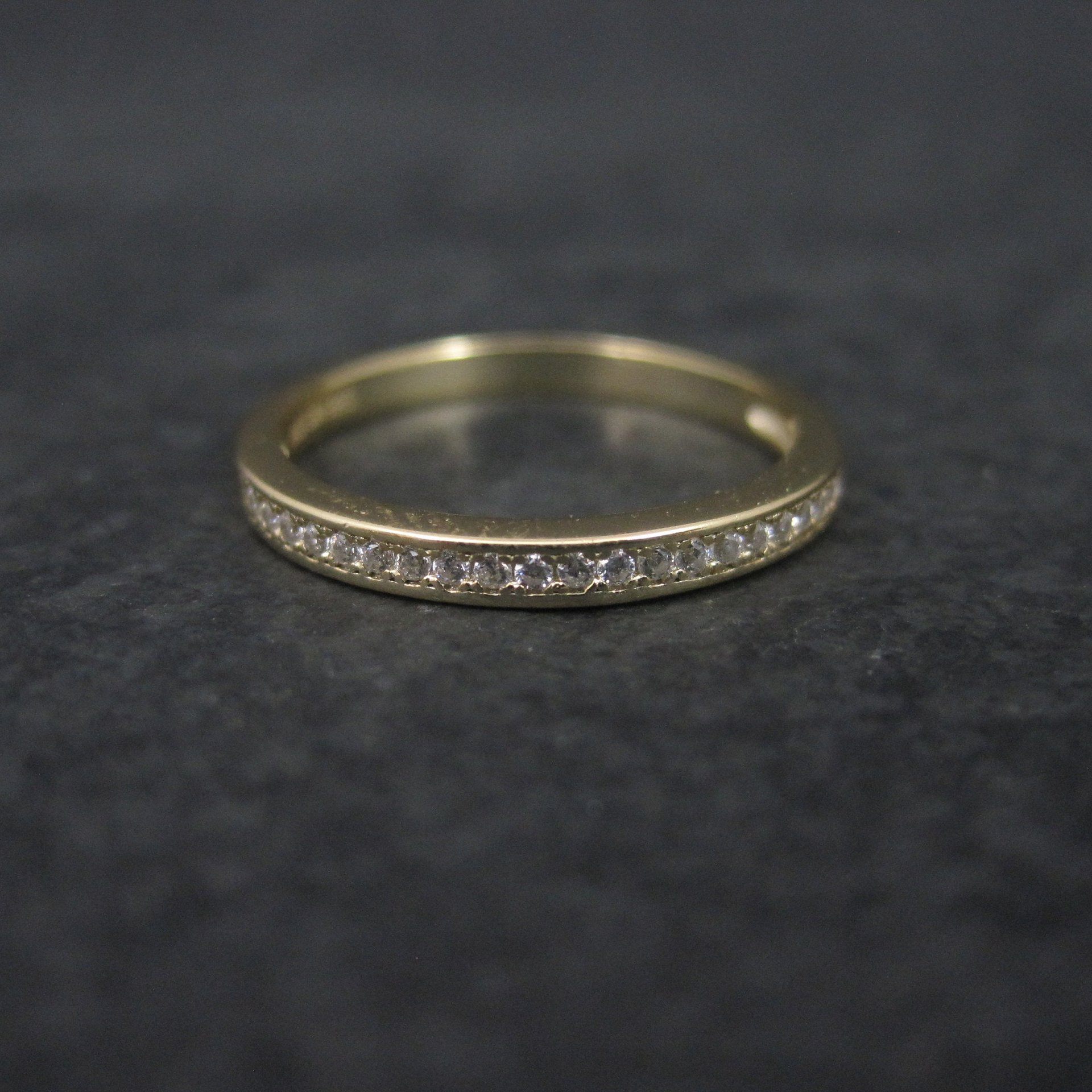 Gold Vermeil Sterling Cz Band Ring Size 6