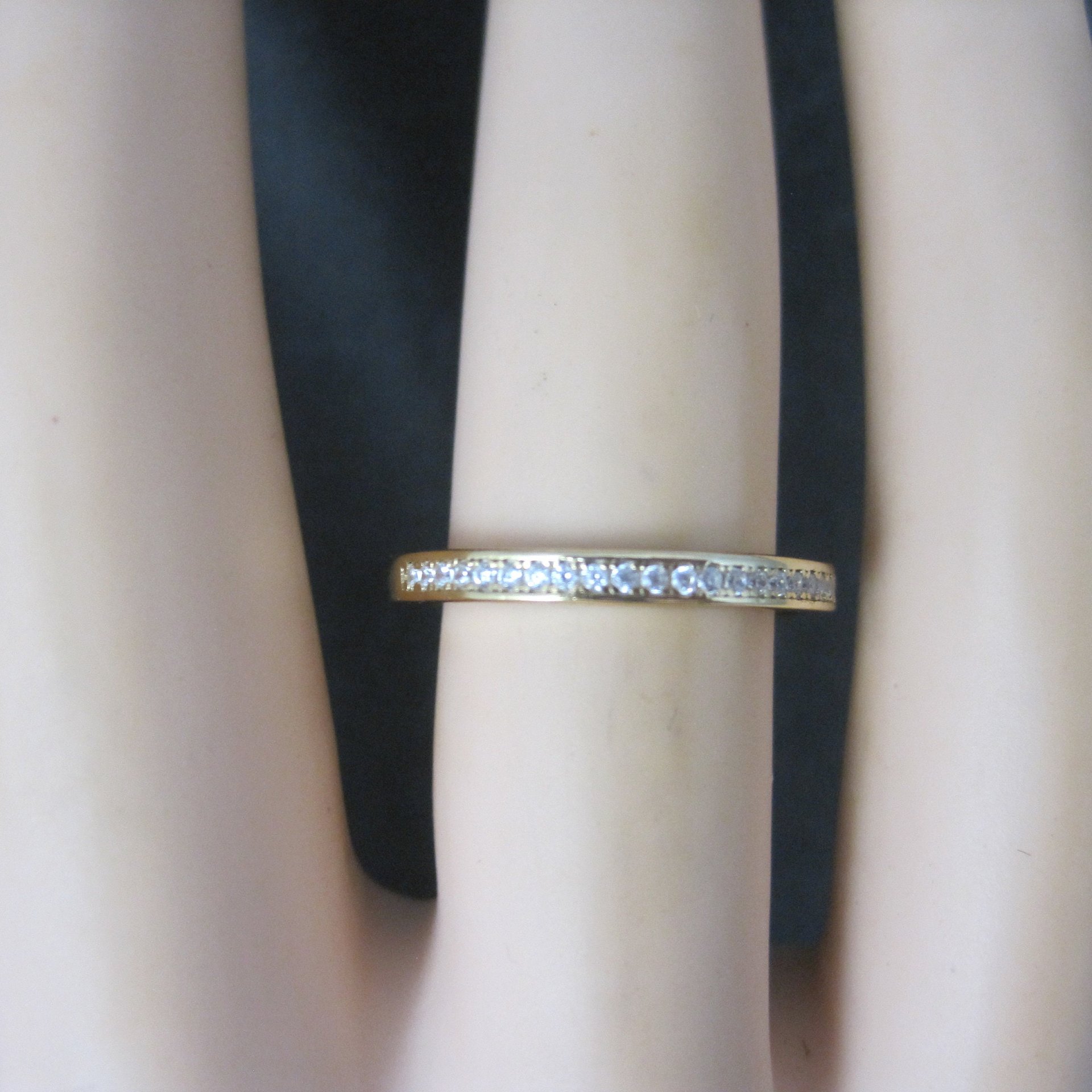 Gold Vermeil Sterling Cz Band Ring Size 6