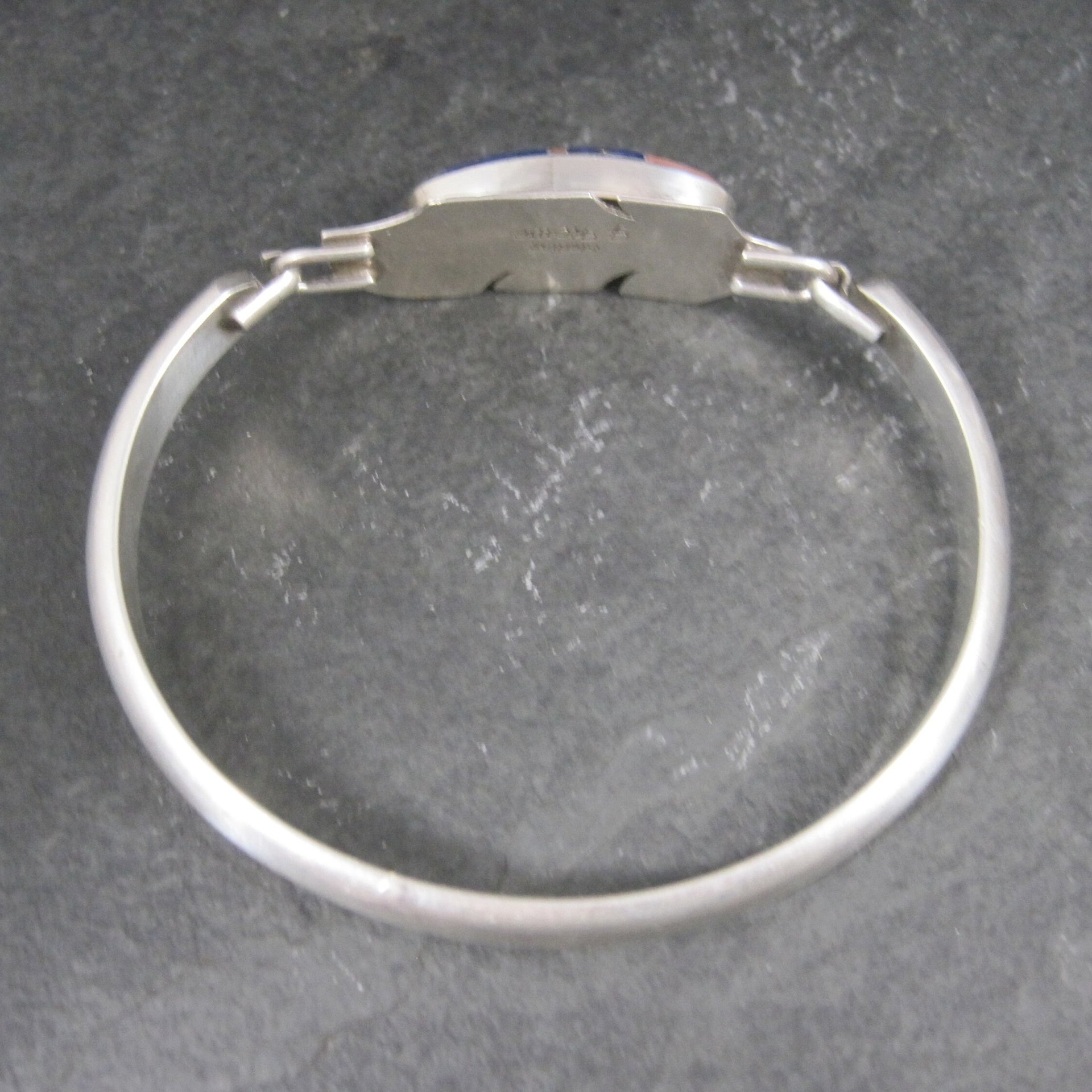 Vintage Navajo Inlaid Feather Bracelet 7 Inches G Howe