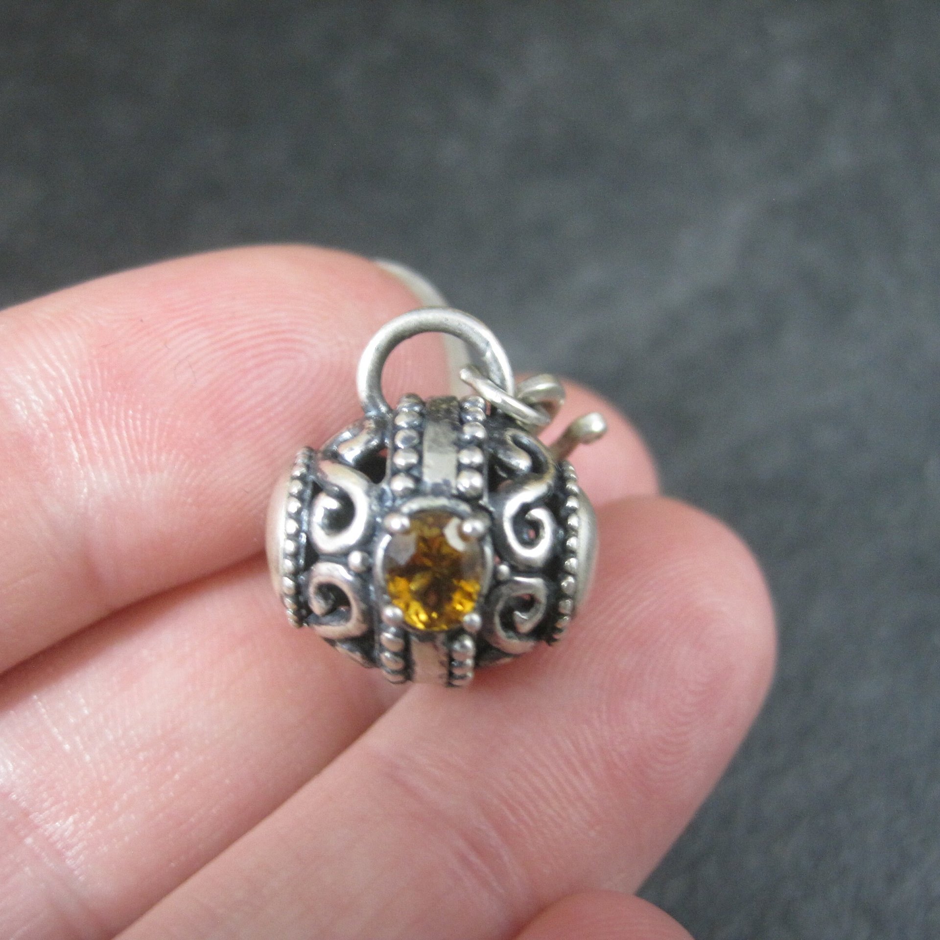 Sterling Kabana Citrine Amethyst Barrel Charm