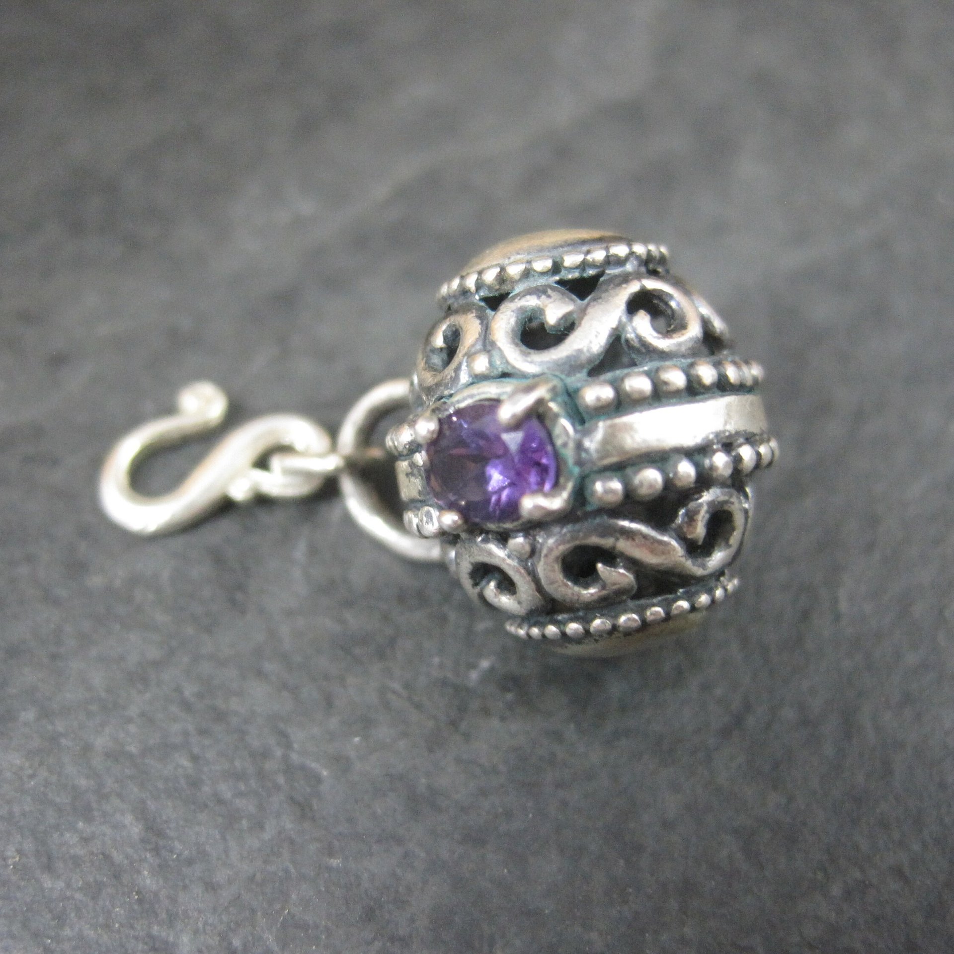 Sterling Kabana Citrine Amethyst Barrel Charm