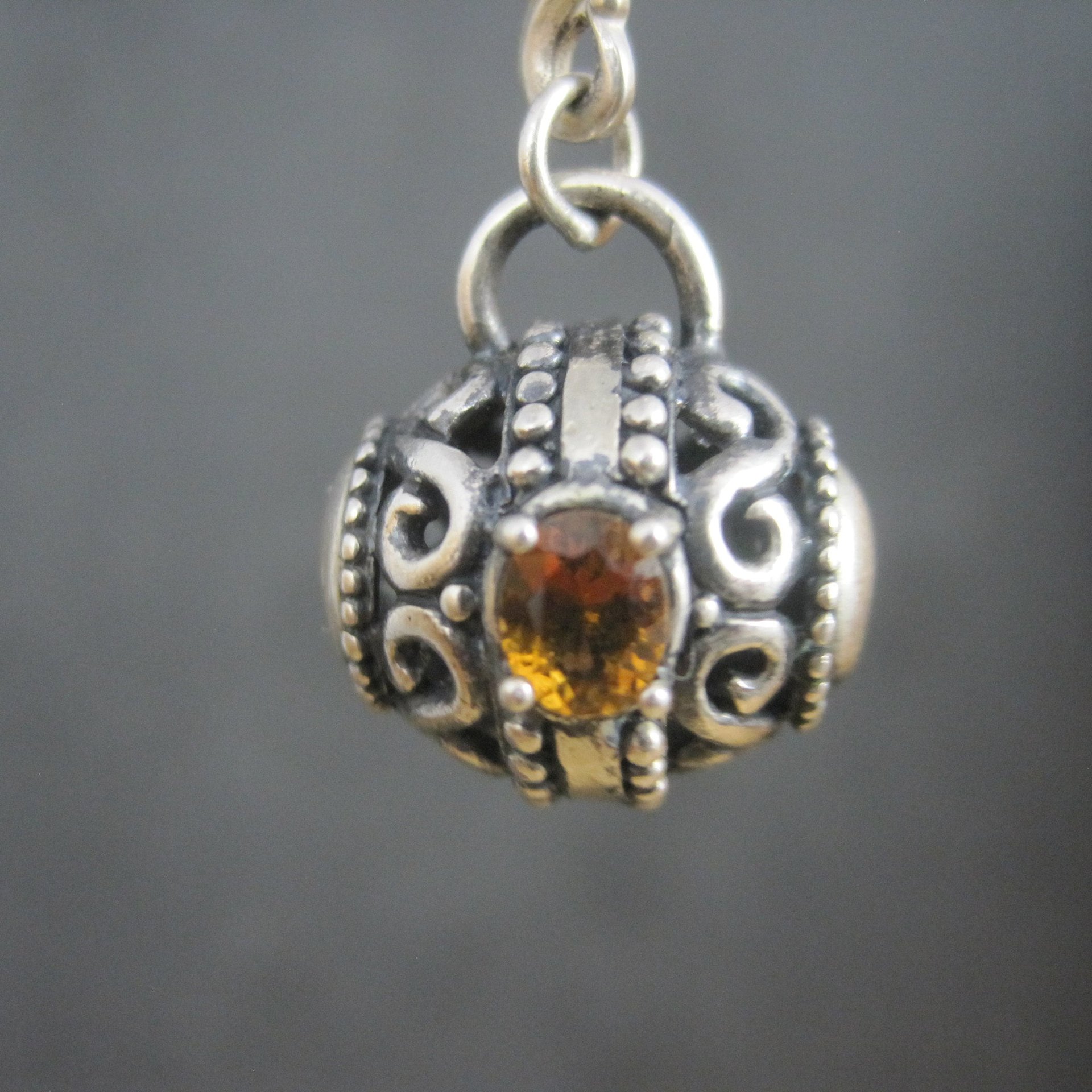 Sterling Kabana Citrine Amethyst Barrel Charm