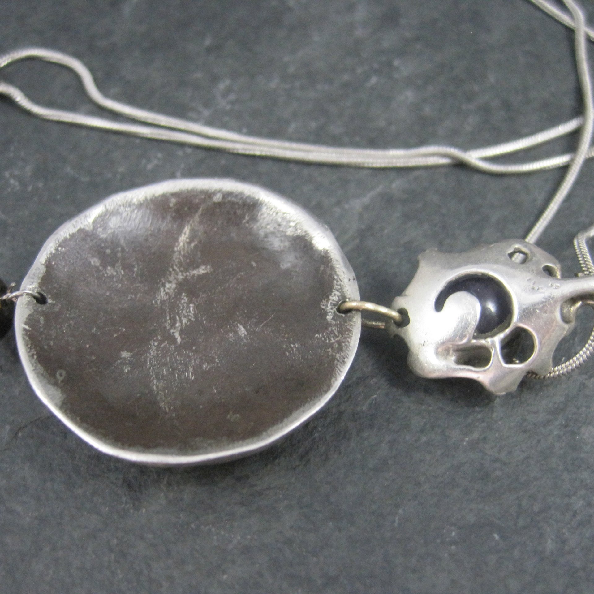 Heavy Sterling Amethyst Dragon Moon Pendant Necklace