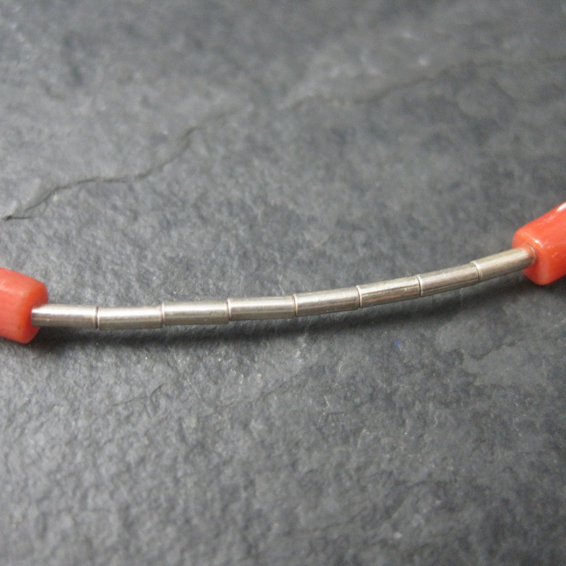 Southwestern Sterling Liquid Silver Coral Bracelet 7.5 Inches