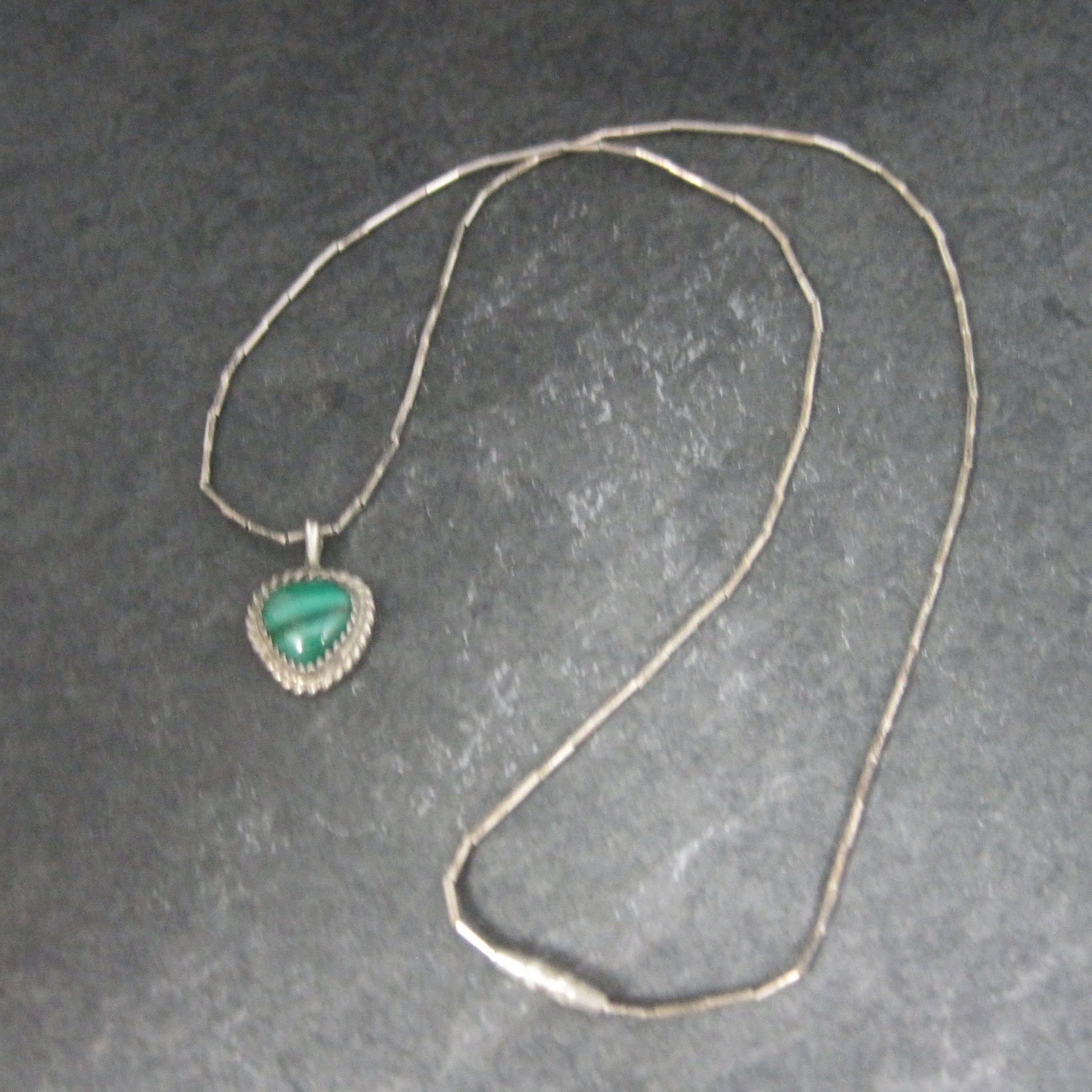 Southwestern Sterling Malachite Pendant Liquid Silver Chain