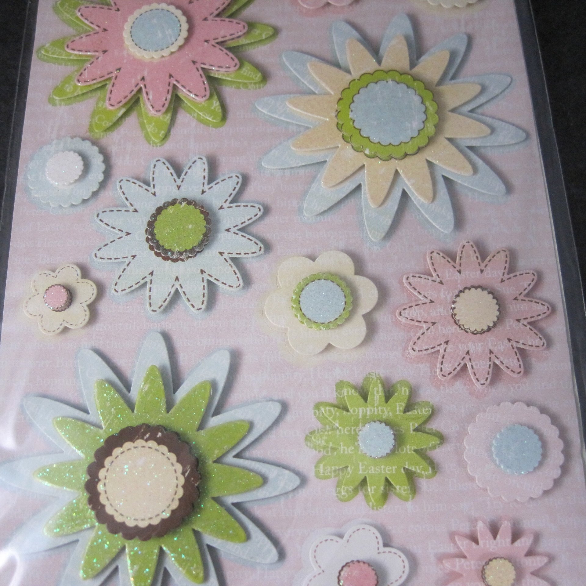 Making Memories Garden Party Dimensional Glitter Flower Stickers