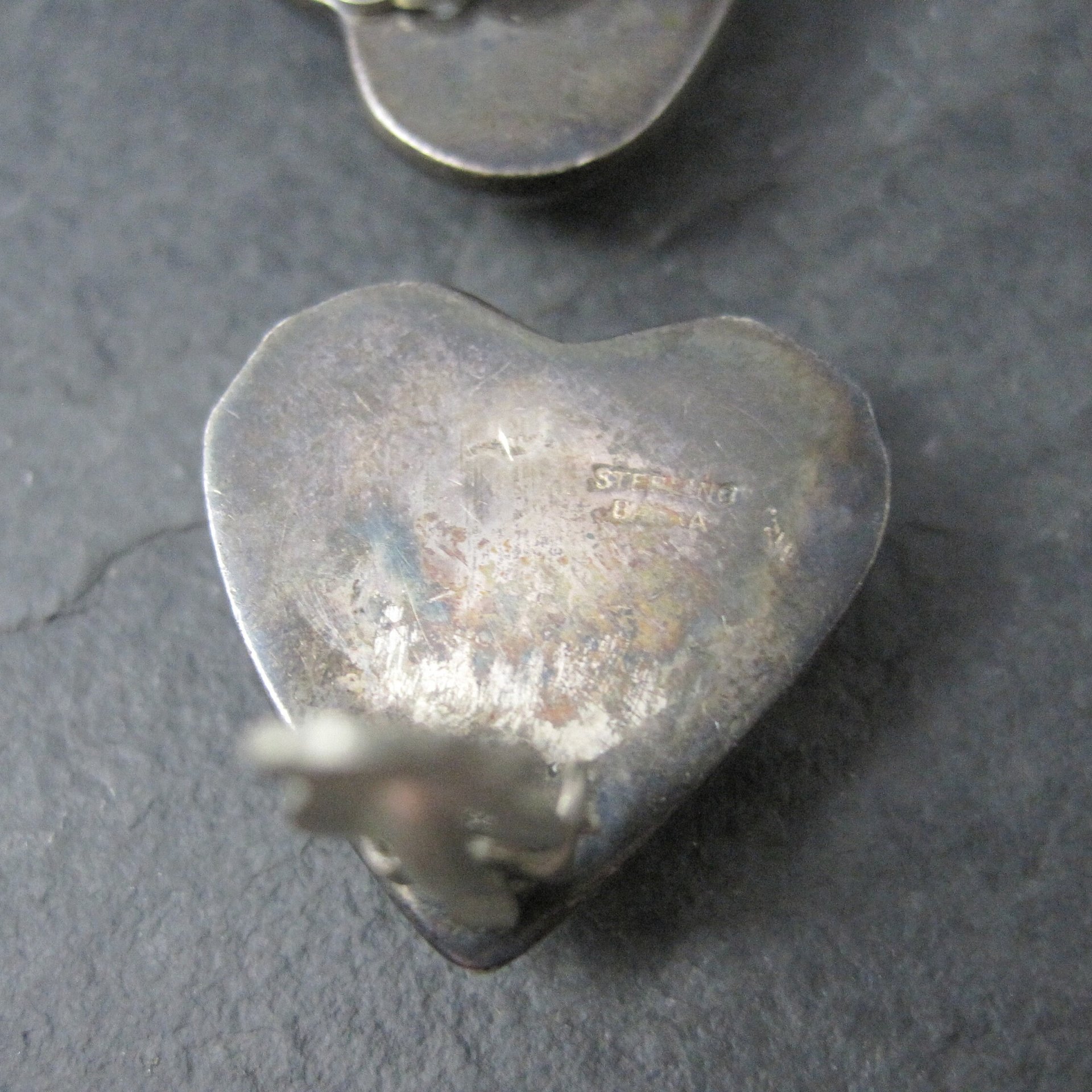 Vintage Sterling Heart Clip On Earrings Barra