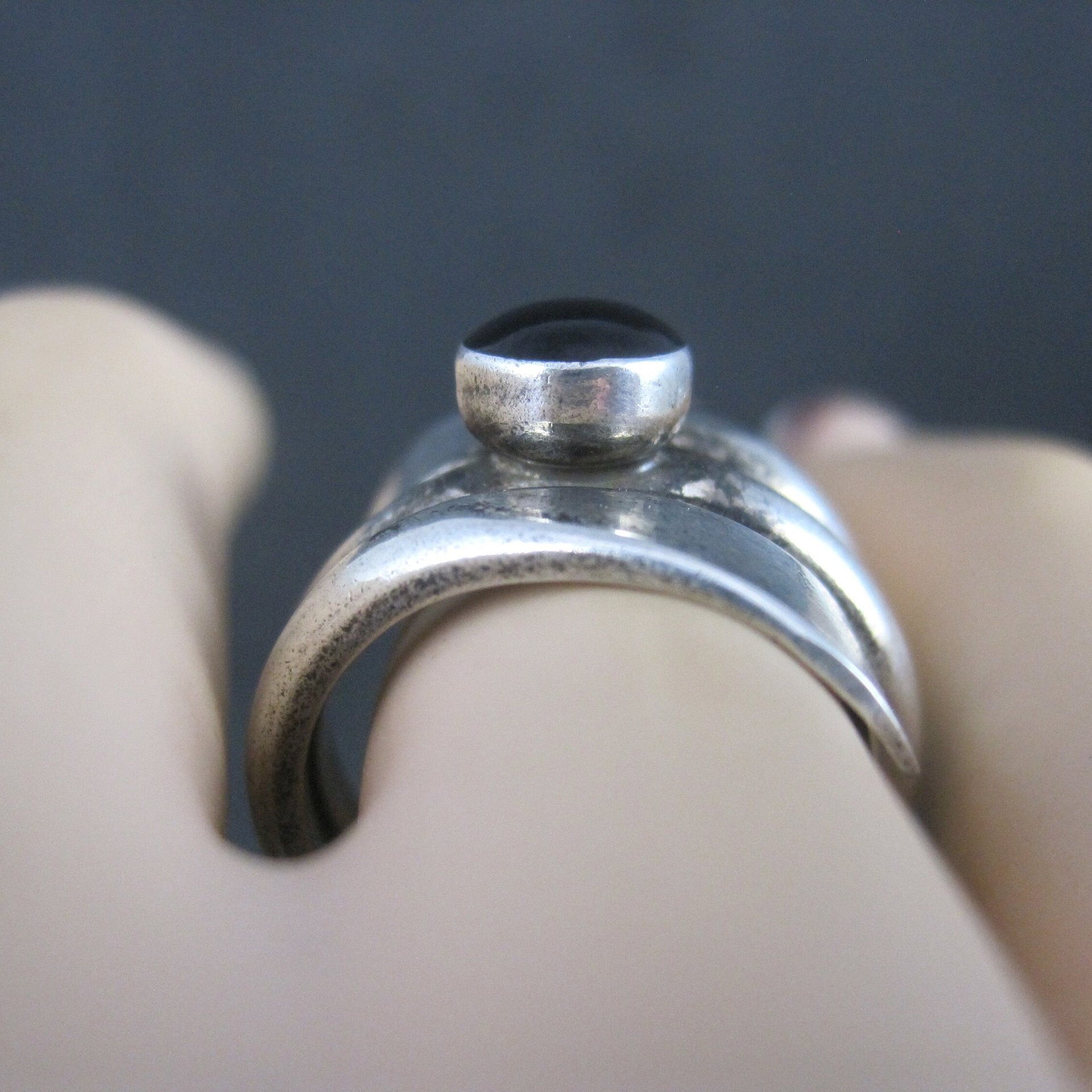 Vintage Sterling Black Wrap Ring Size 7
