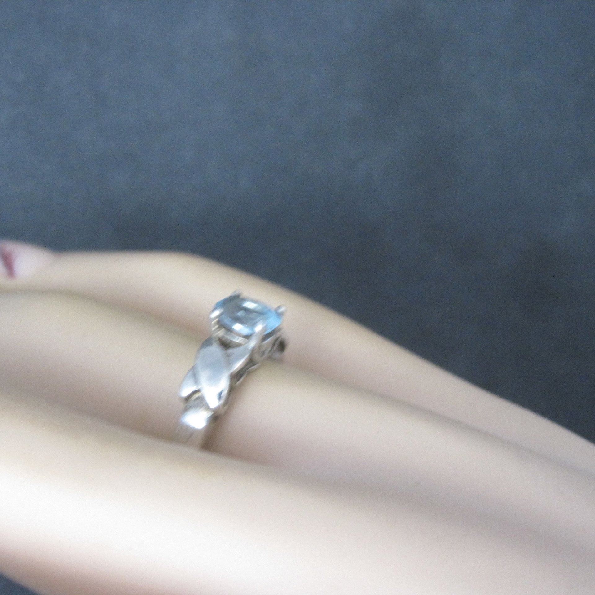 Vintage Sterling Blue Topaz Ring Size 8