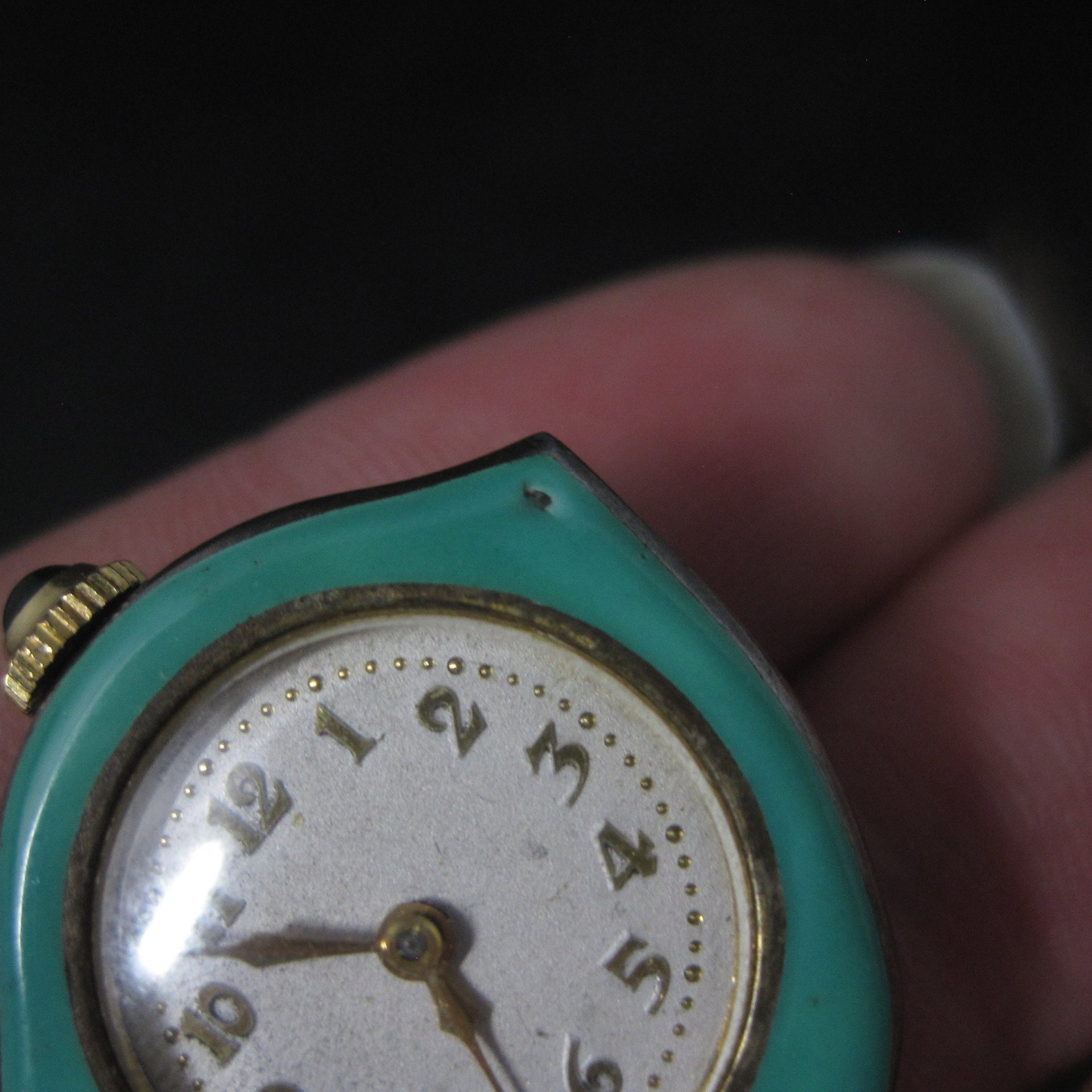 Art Deco Sterling Swiss Enamel Watch Pendant