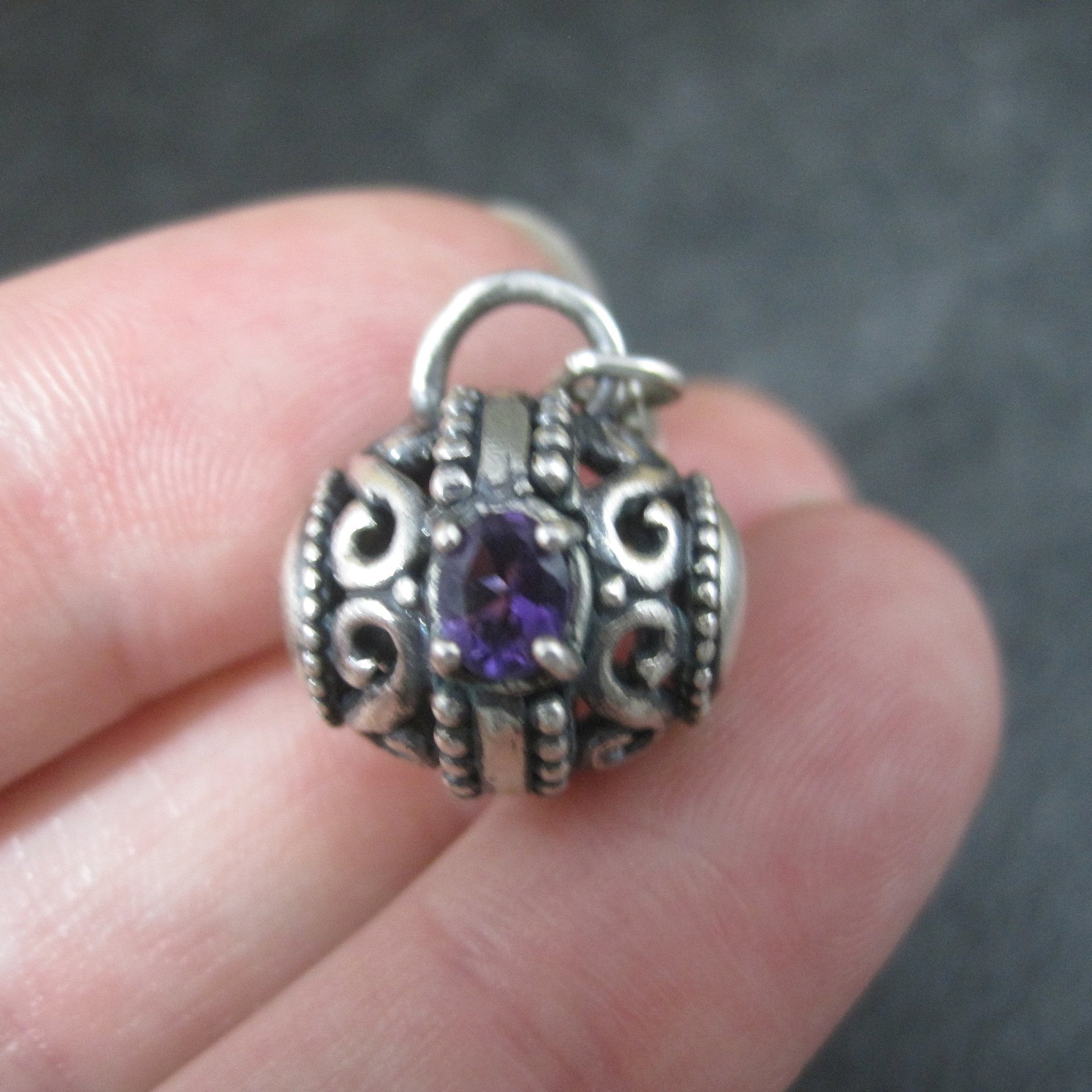 Sterling Kabana Citrine Amethyst Barrel Charm