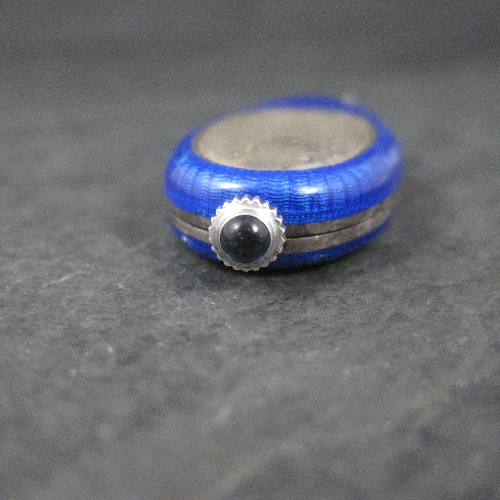 Ahrens Lucerne Art Deco Sterling Blue Enamel Watch Pendant