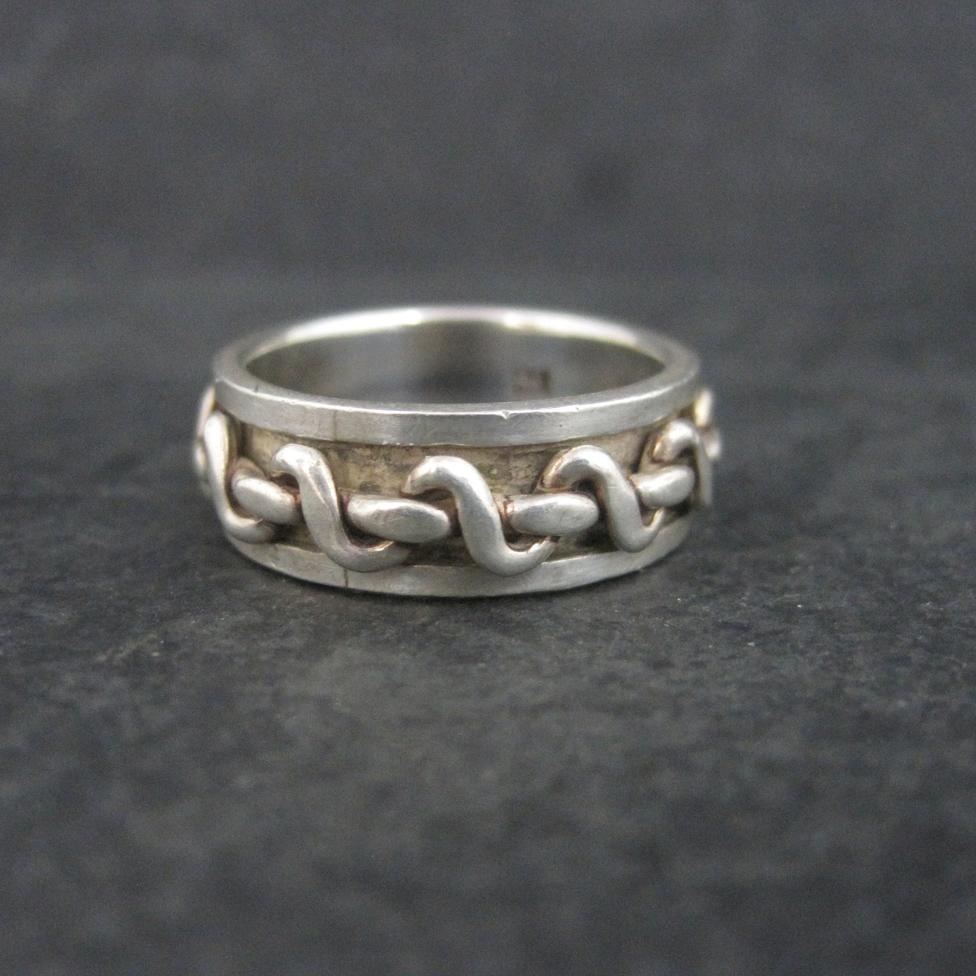 Vintage Sterling Worry Spinner Band Ring Size 9.5