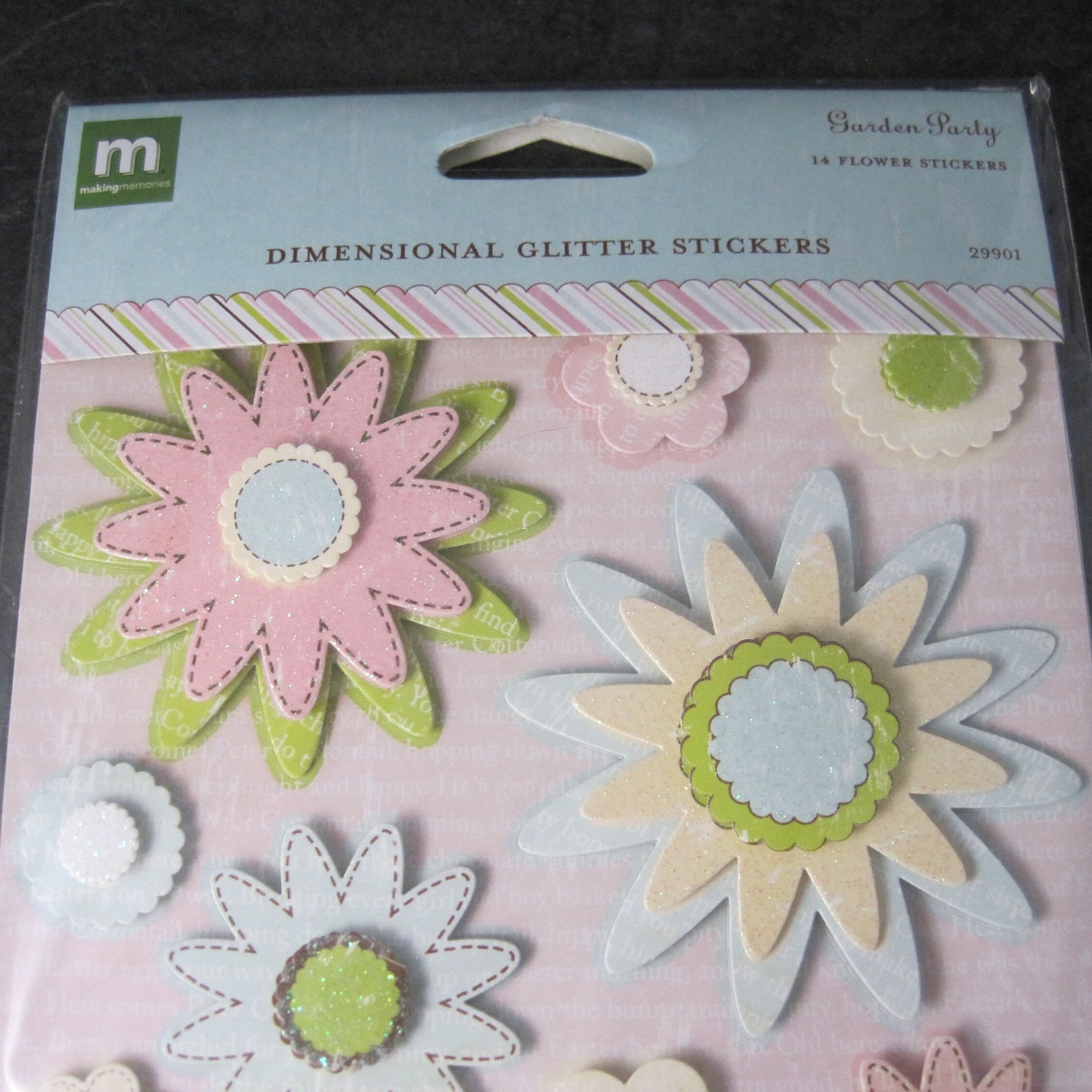 Making Memories Garden Party Dimensional Glitter Flower Stickers