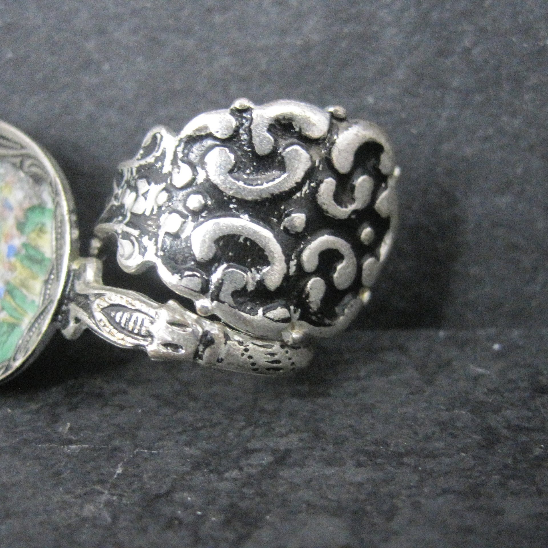 Vintage Enamel Hand Painted Ballerina Spoon Ring Size 9
