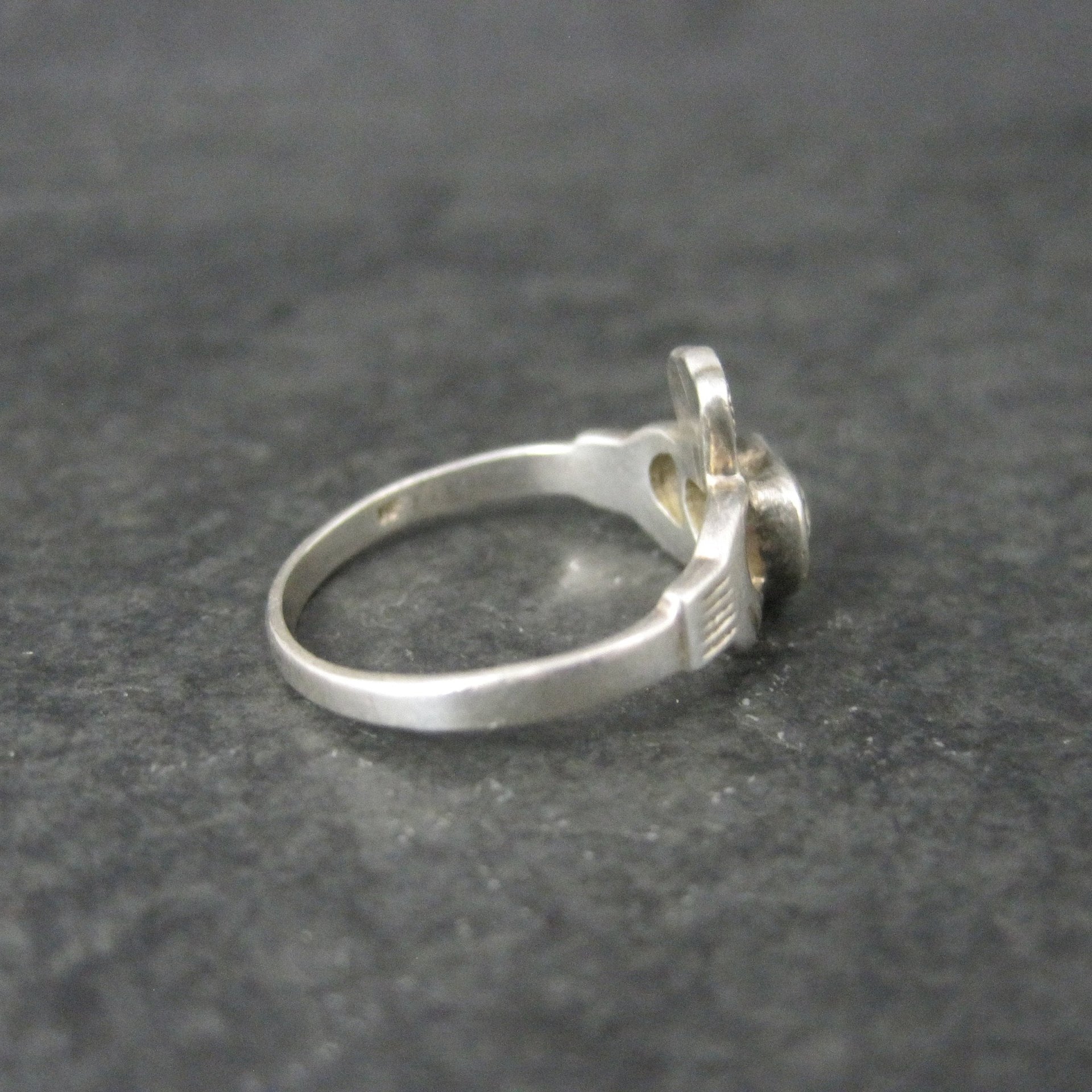 Vintage Sterling Cz Claddagh Ring Size 7