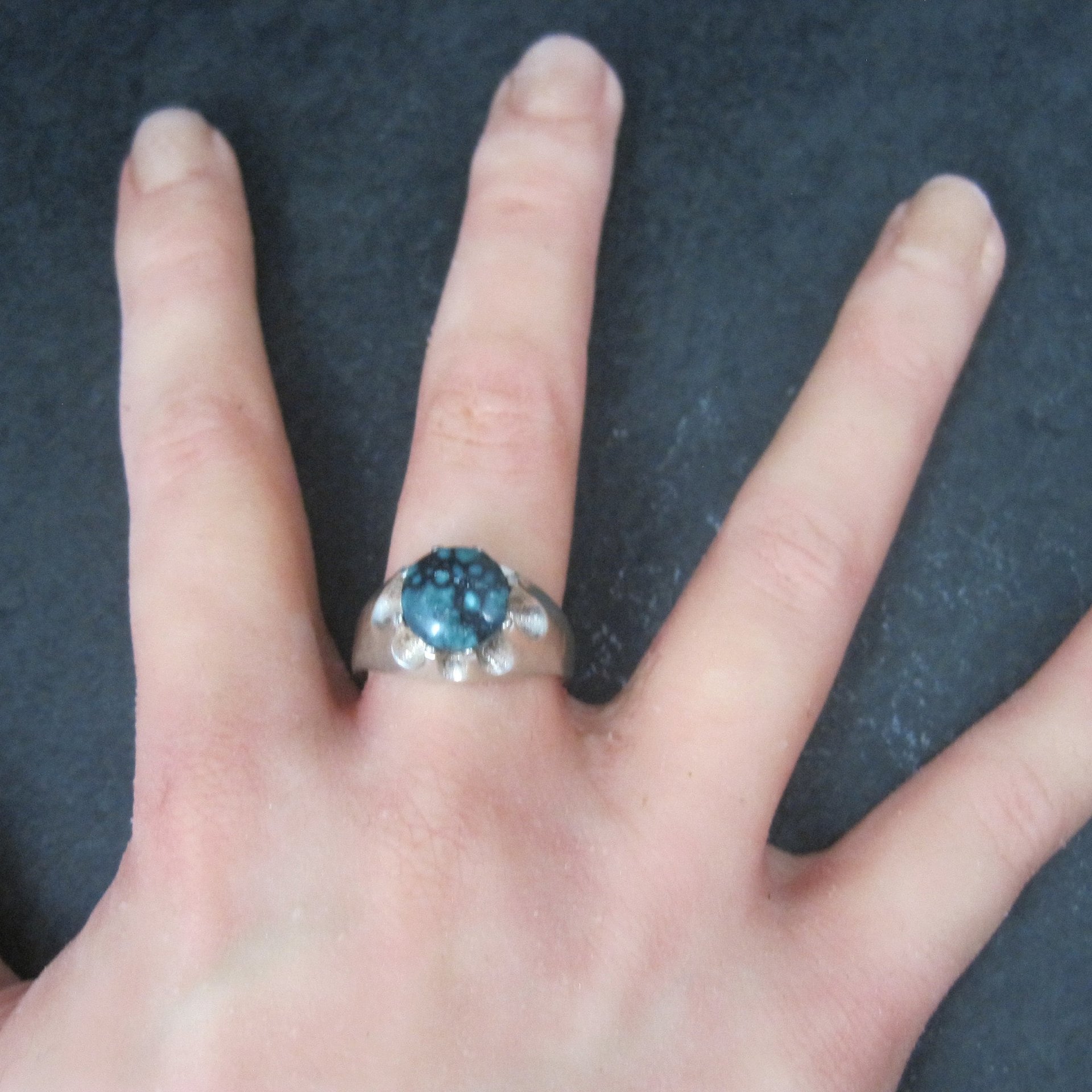 Vintage Sterling Belcher Chrysocolla Ring Size 10.5
