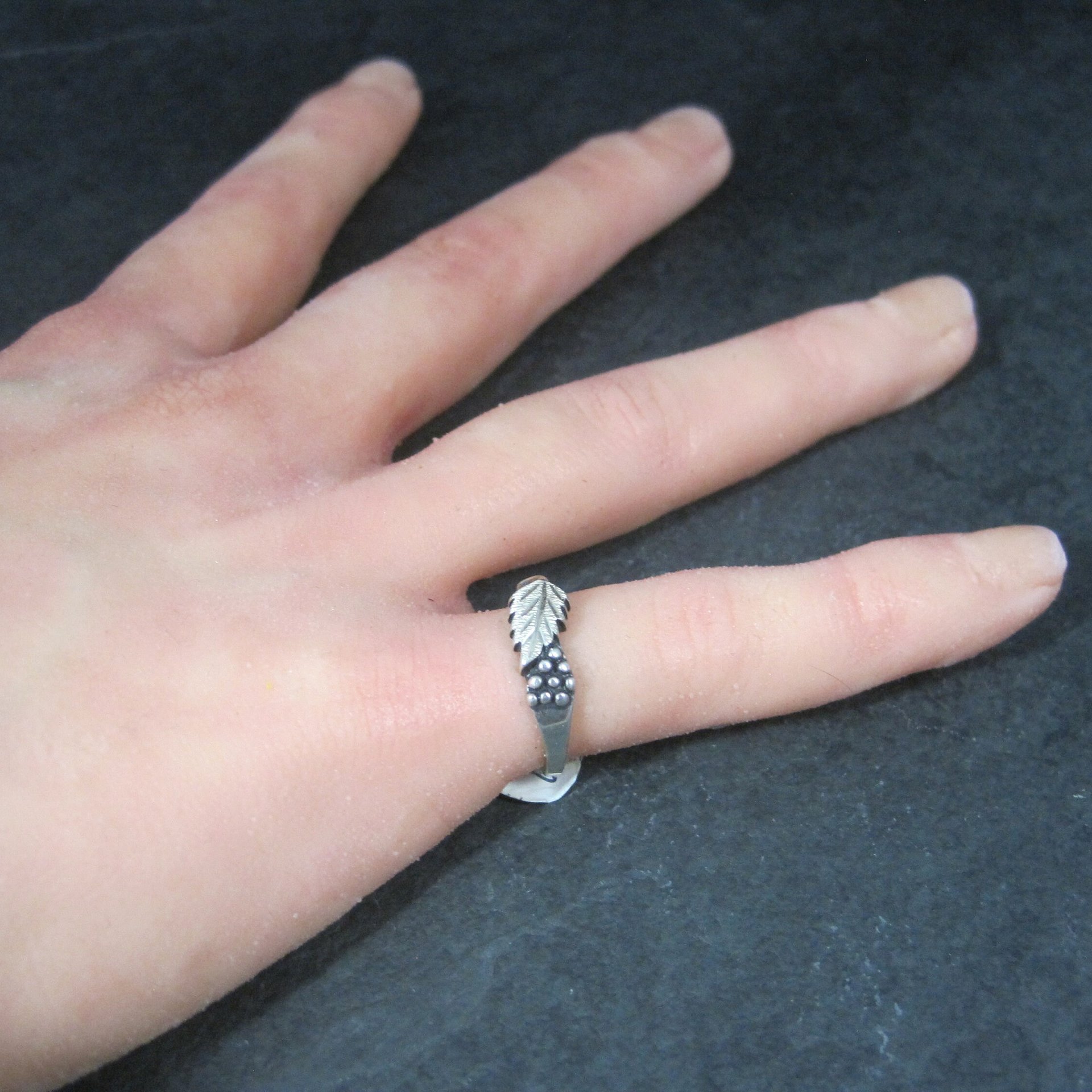 Vintage Black Hills Silver Leaf Ring
