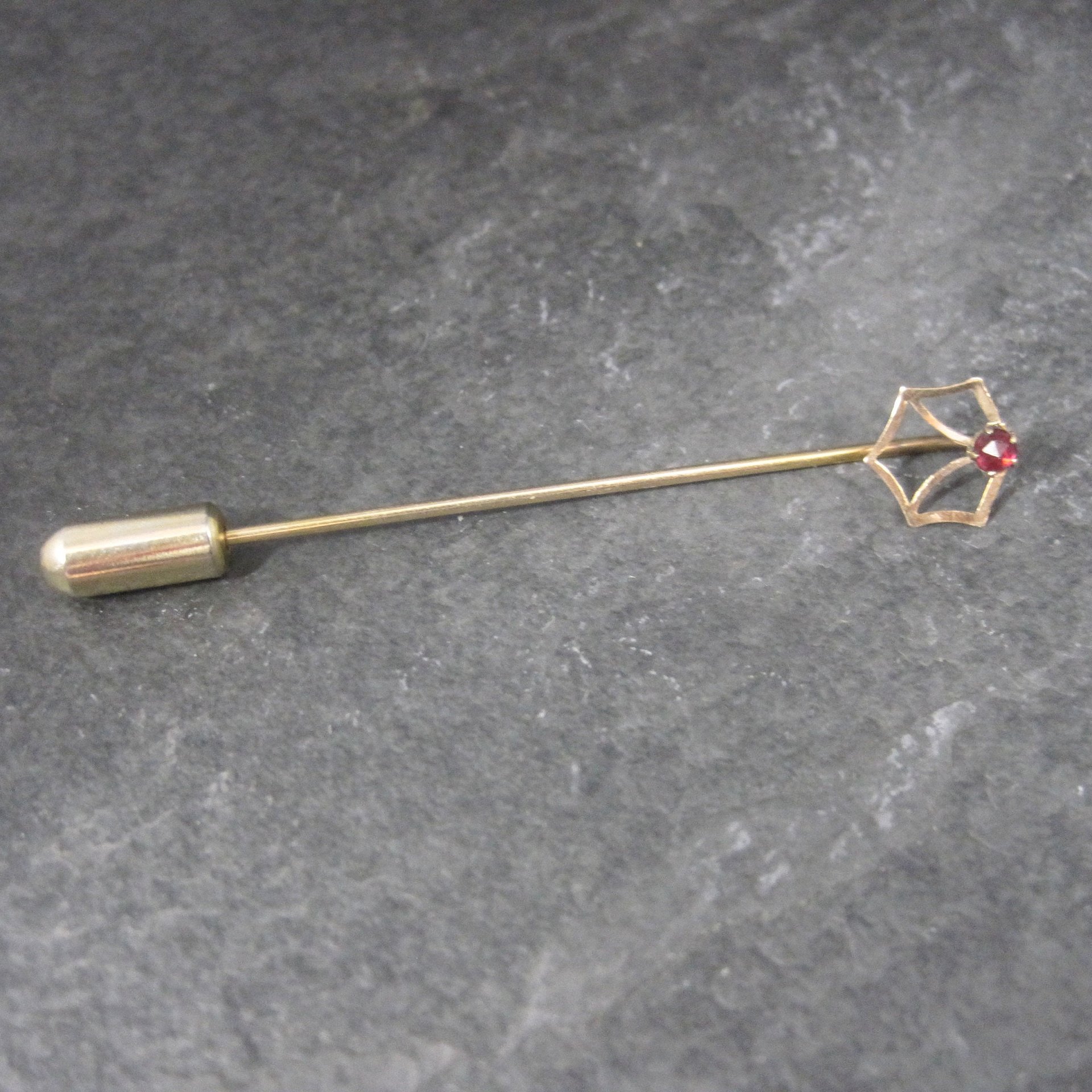 Dainty Art Deco 14K Spinel Stick Pin