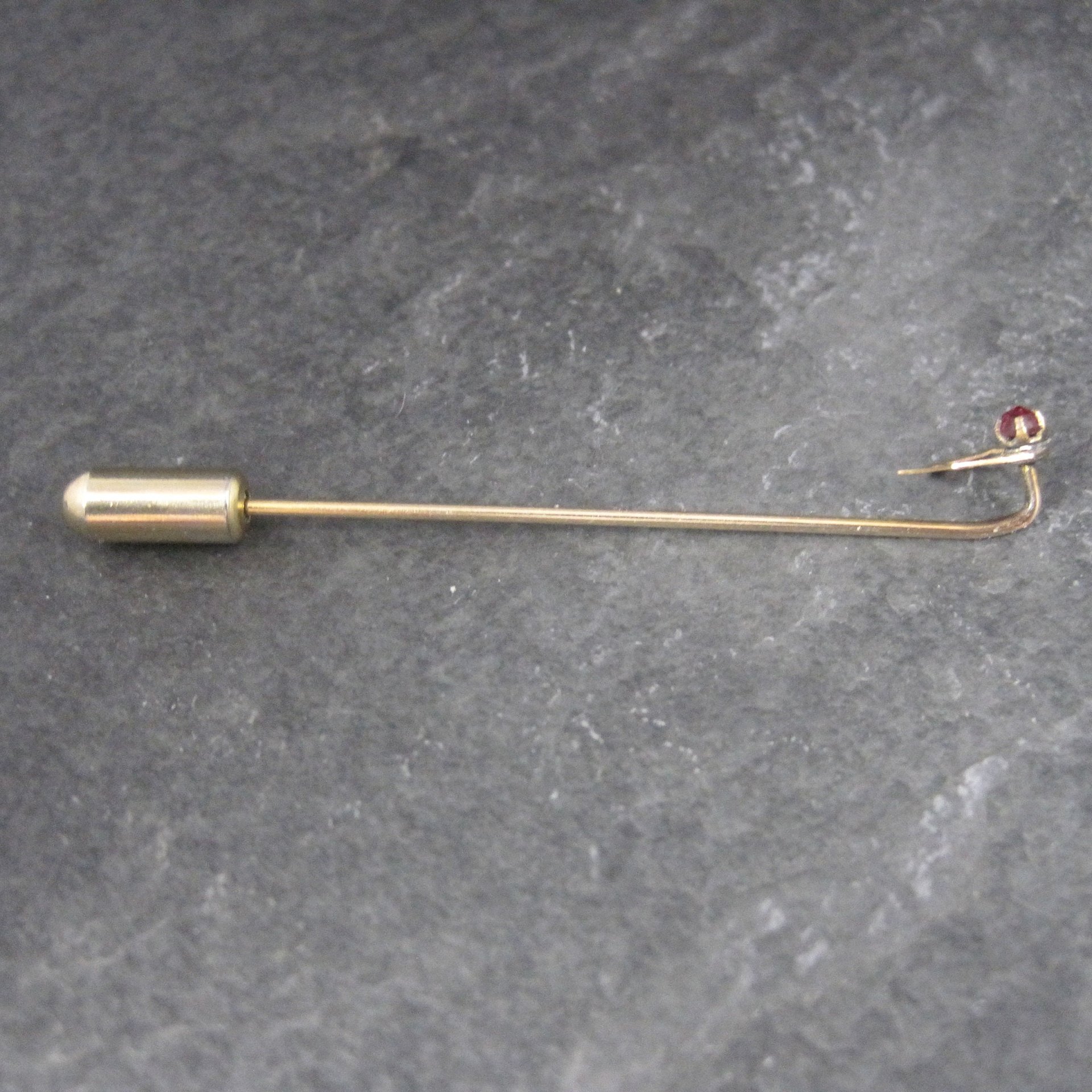 Dainty Art Deco 14K Spinel Stick Pin