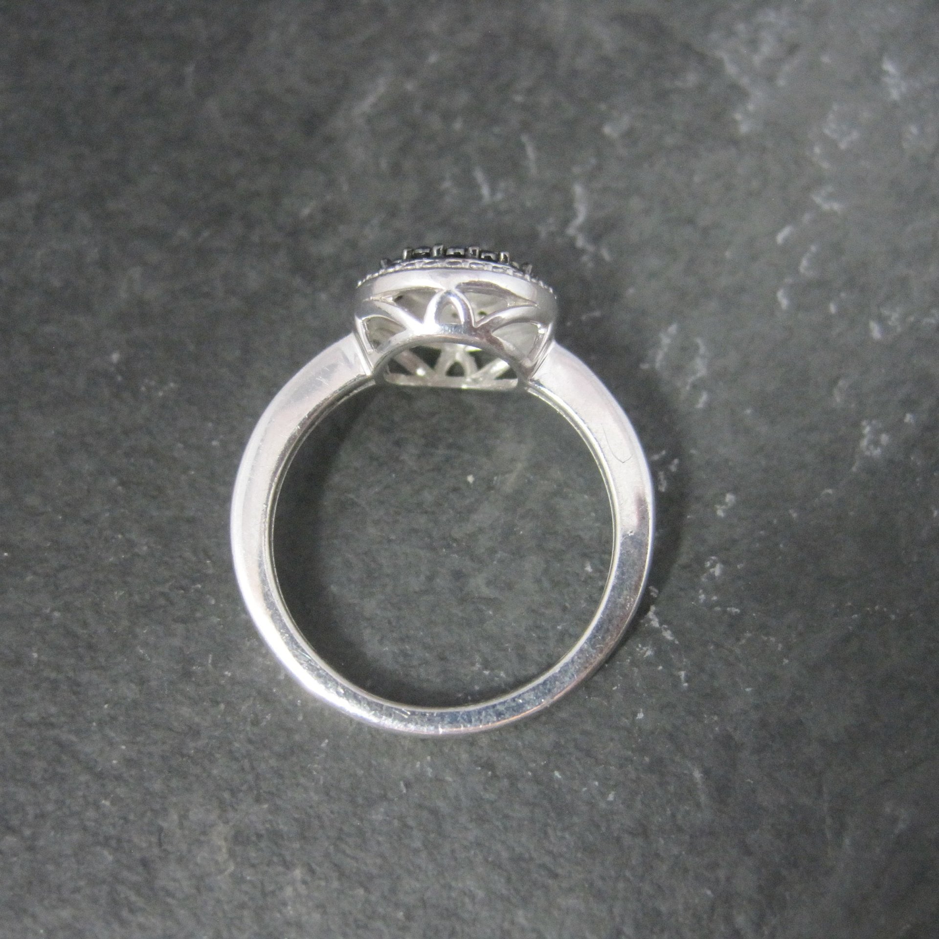 Vintage Sterling Black Cz Halo Ring Size 7