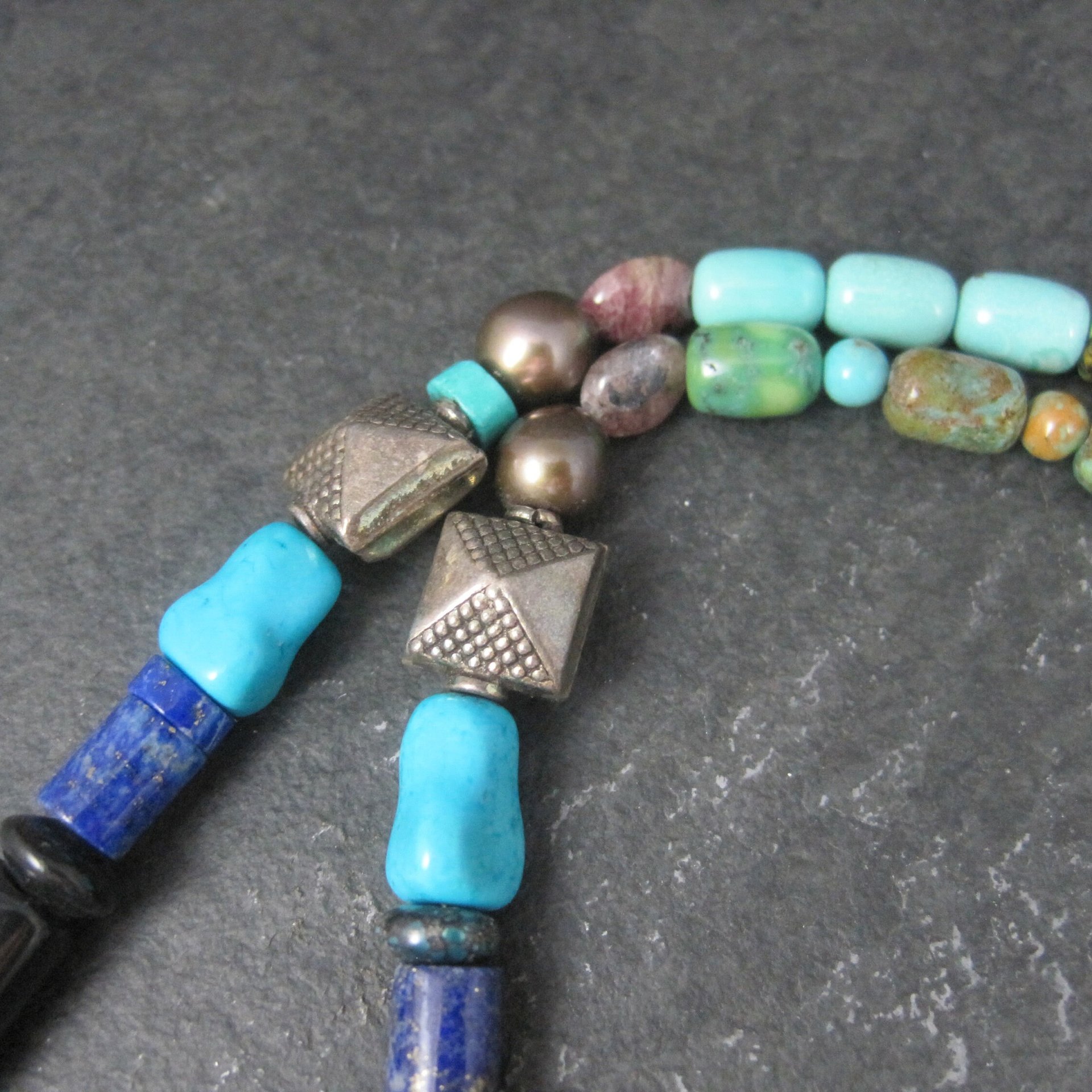Vintage Southwestern Gemstone Bead Necklace 16 Inches