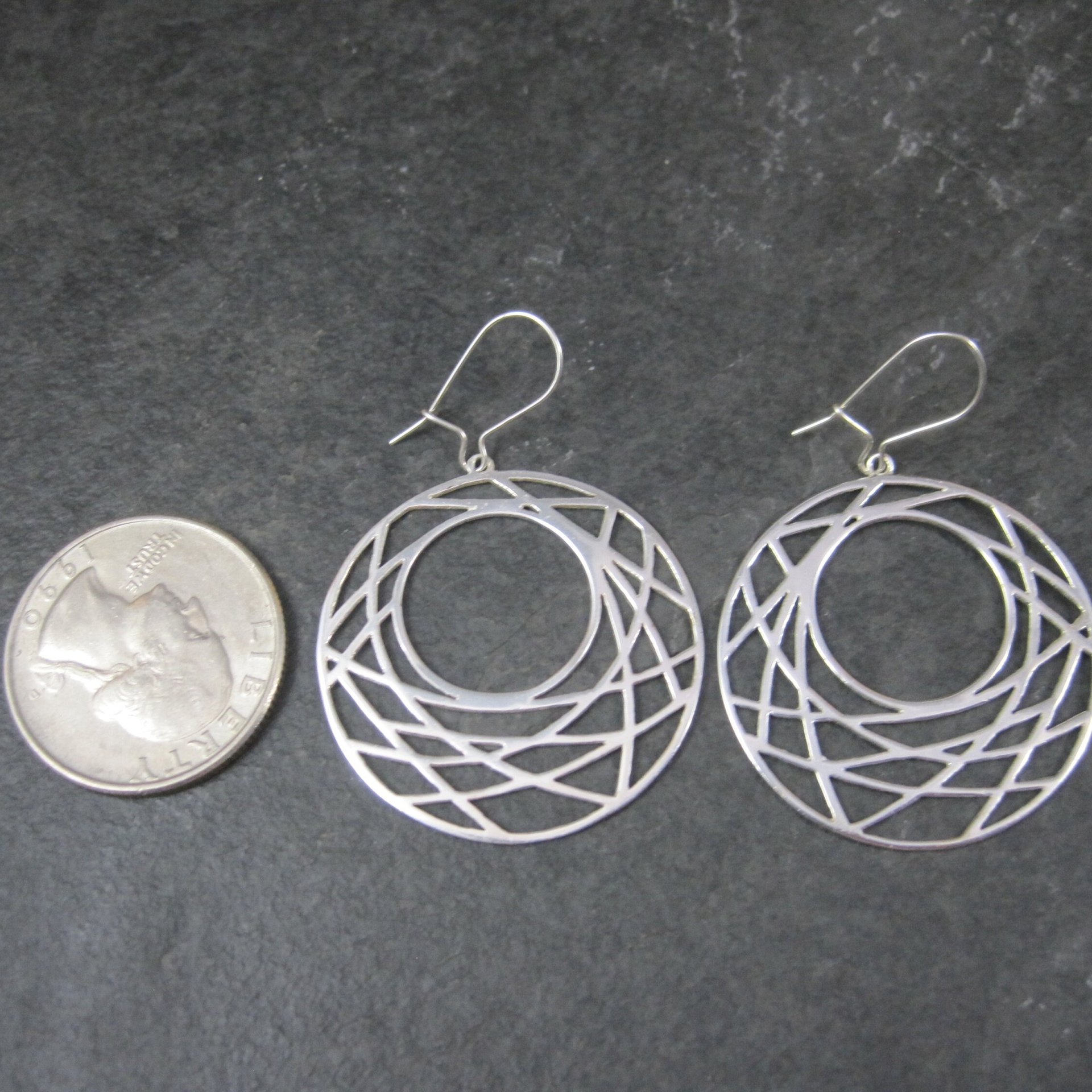Vintage Sterling Web Moon Earrings