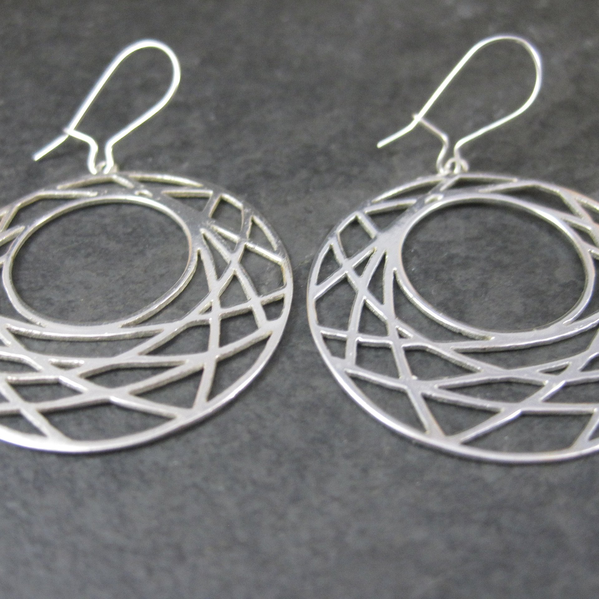 Vintage Sterling Web Moon Earrings