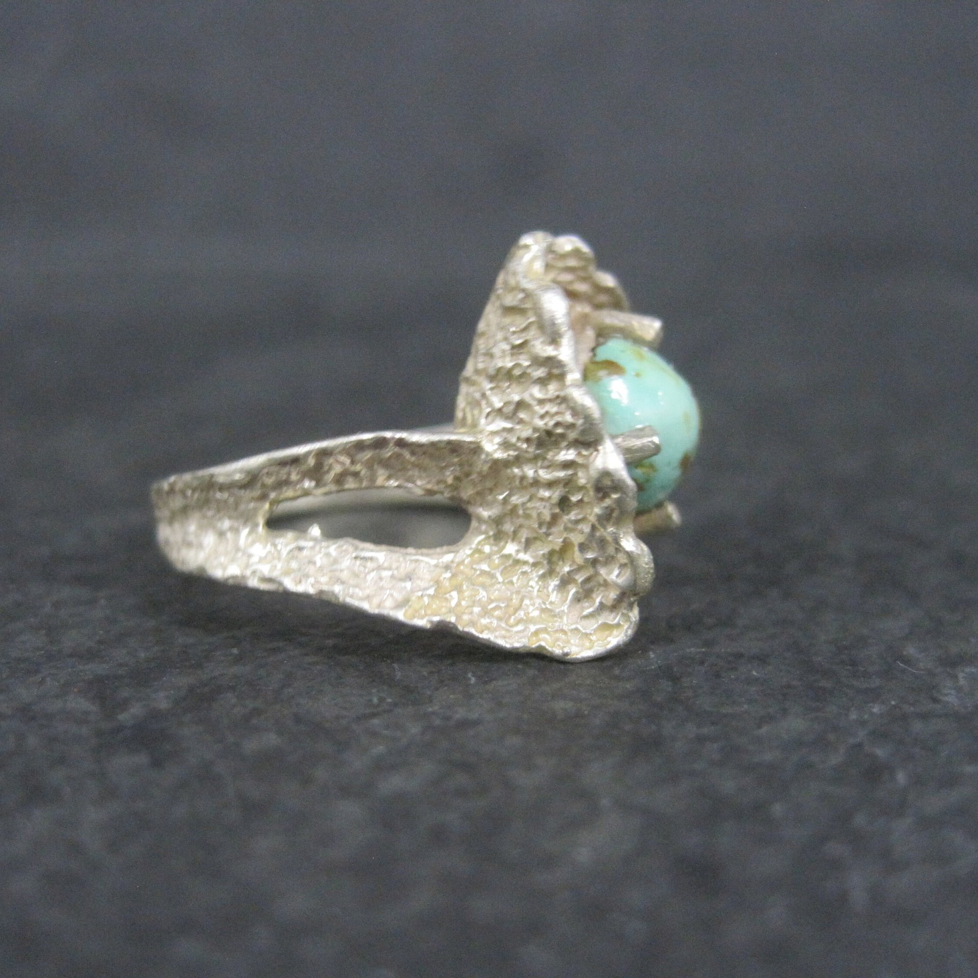 Vintage Sterling Organic Turquoise Ring Size 6