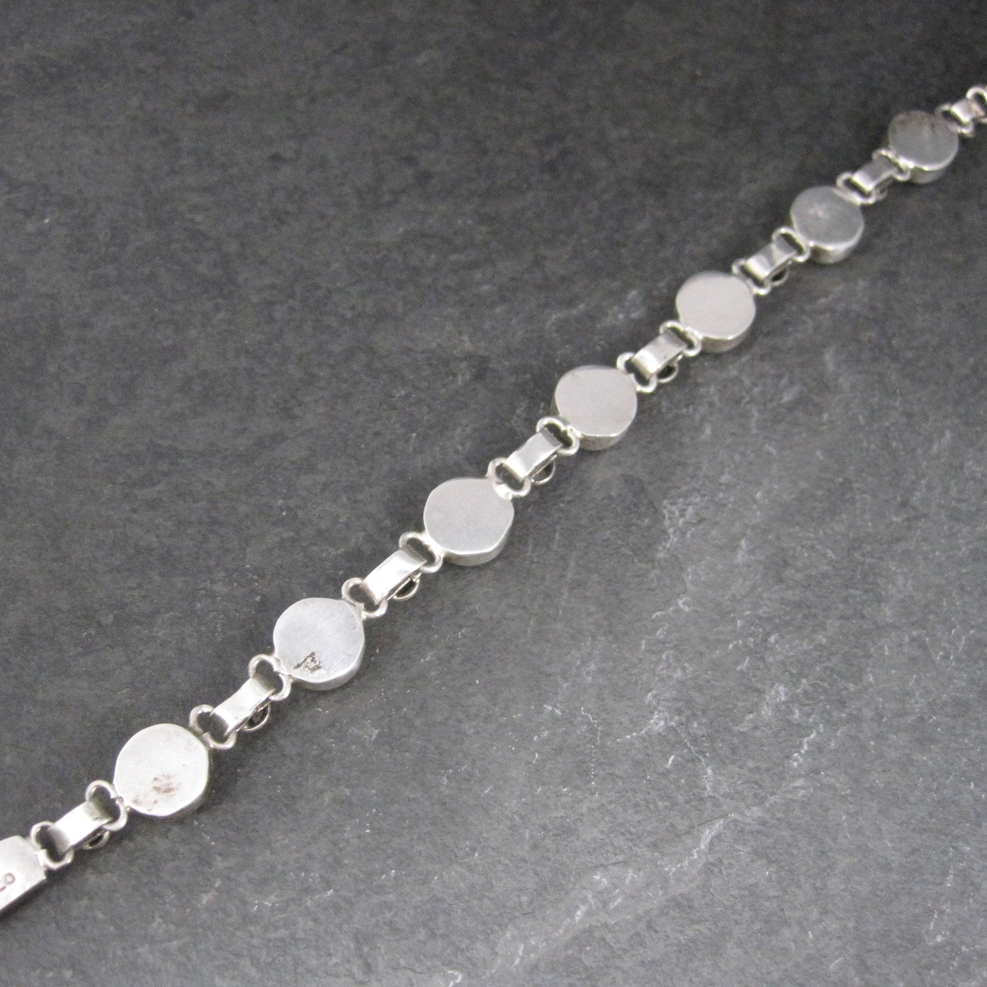 Vintage Mexican Sterling Gemstone Bracelet 7.25 Inches