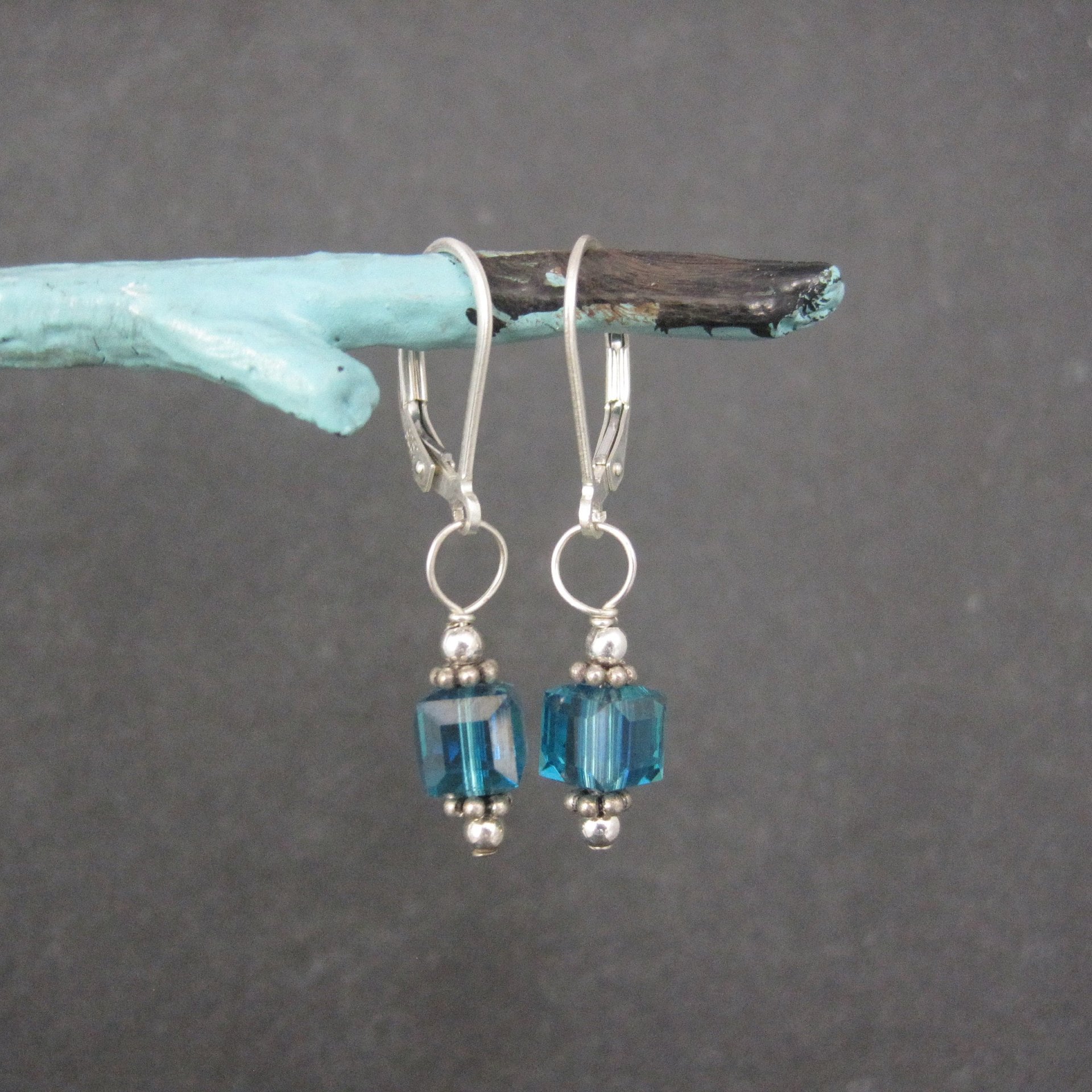 Sterling Caribbean Blue Crystal Earrings