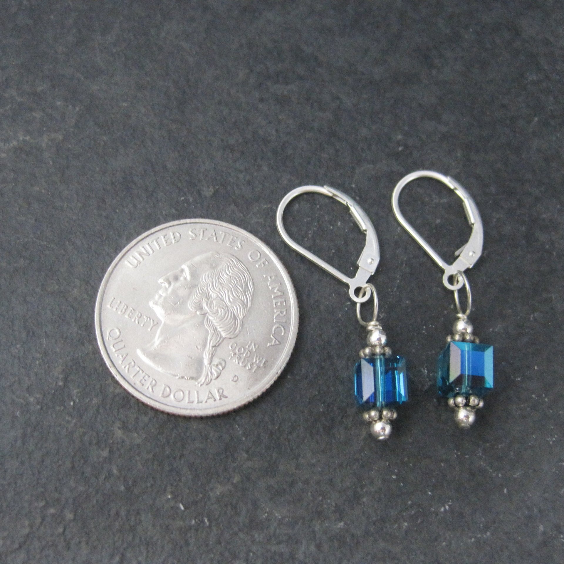 Sterling Caribbean Blue Crystal Earrings