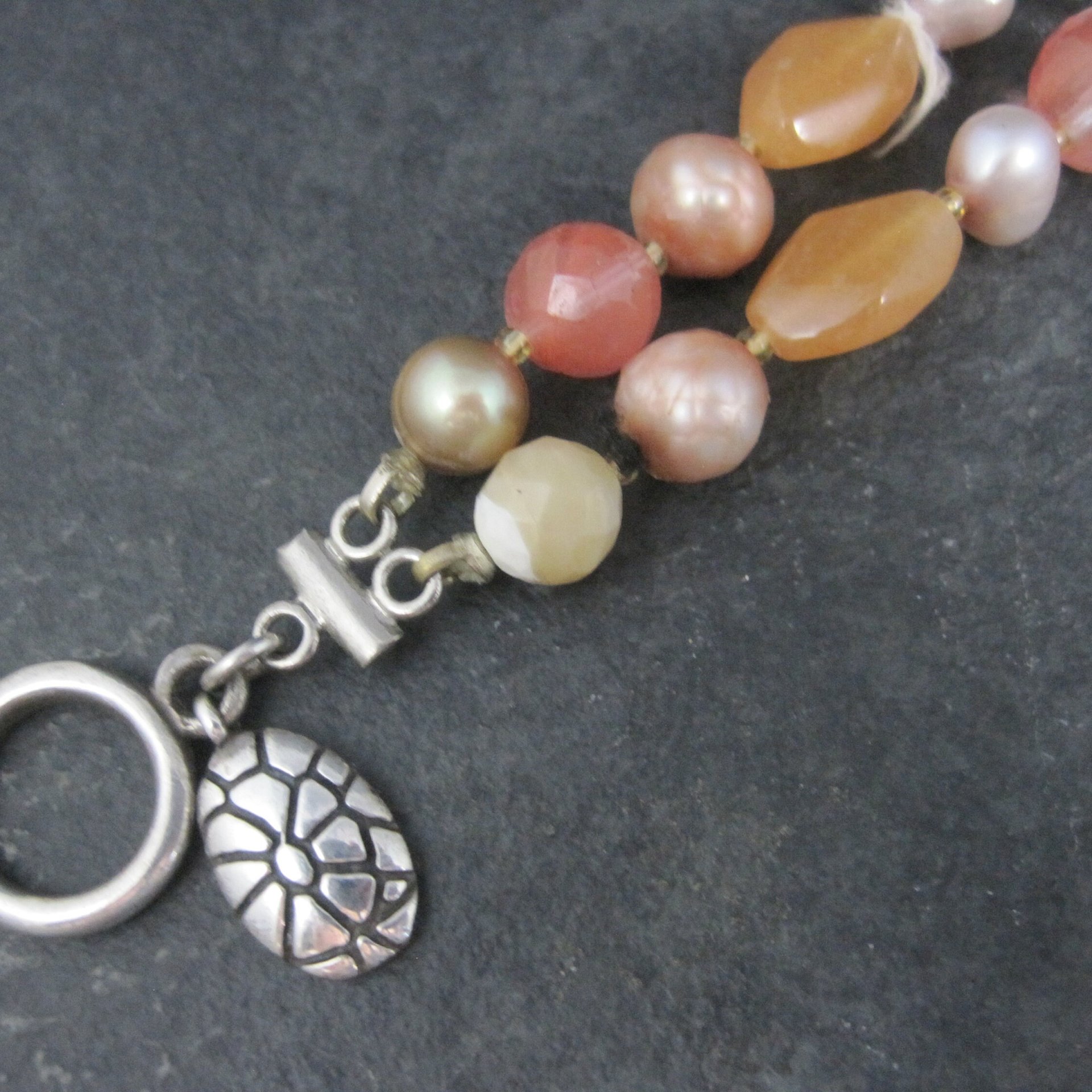 Sterling Gemstone Toggle Bracelet 8 Inches Liang