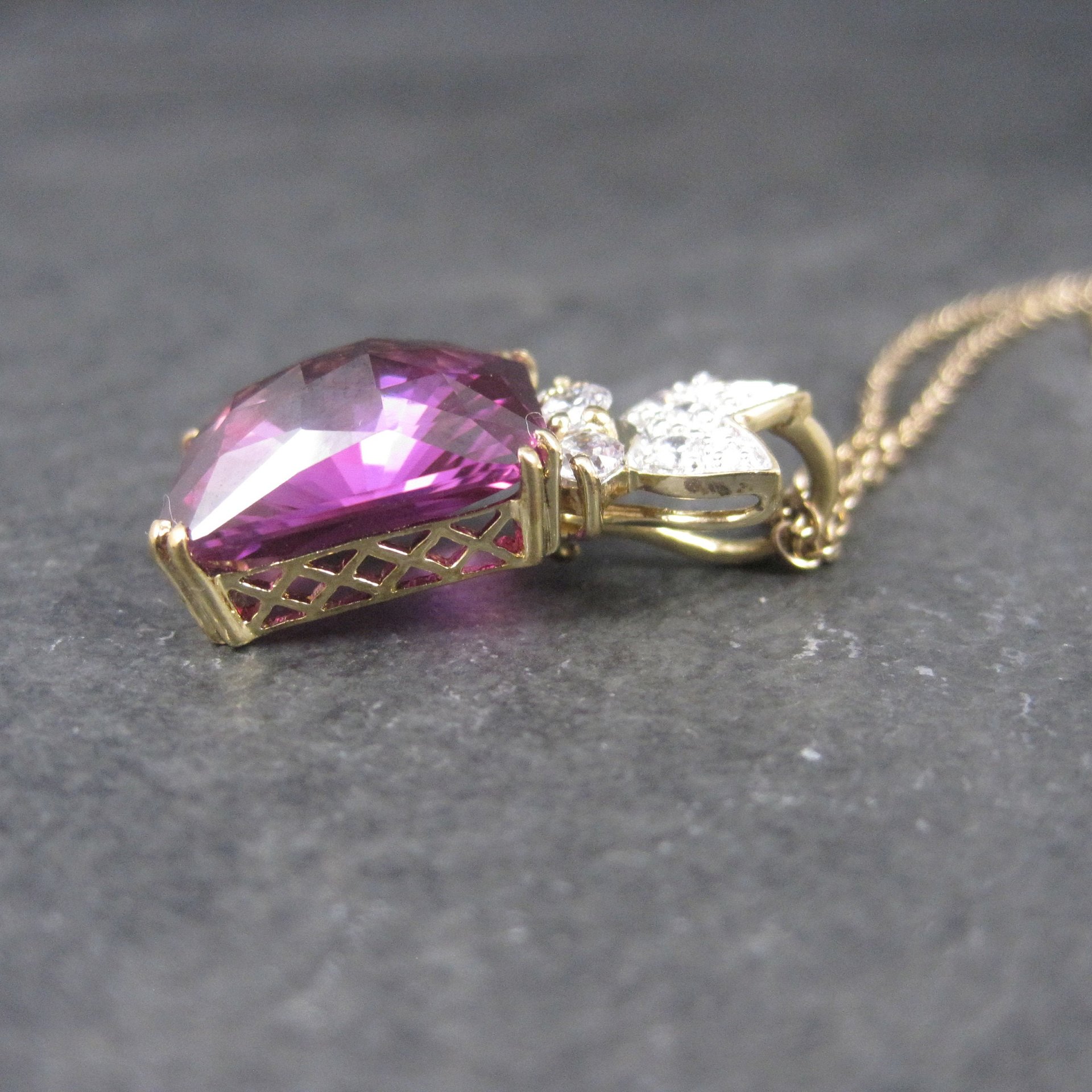 Estate Vermeil Sterling Purple Sapphire Pendant Necklace