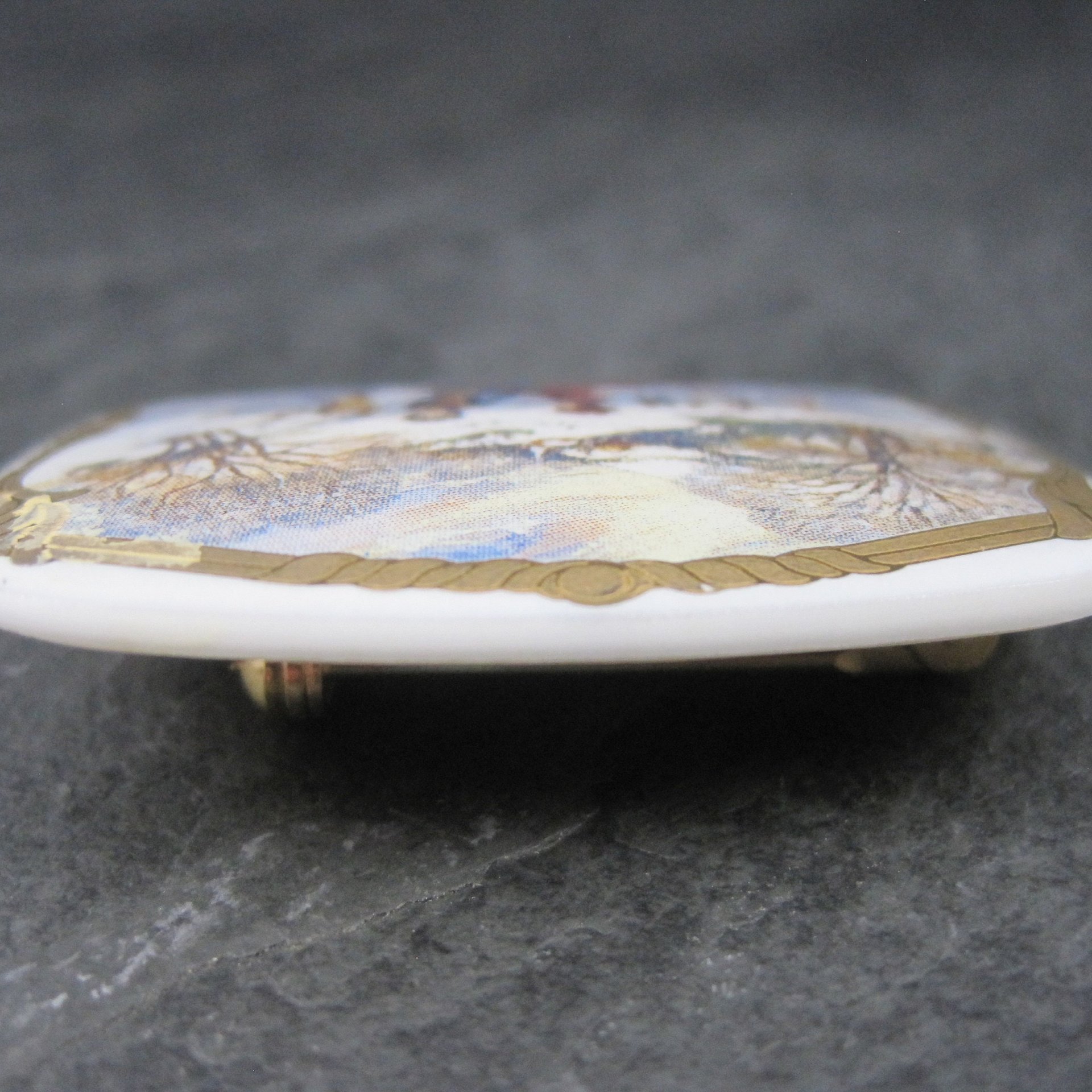 Vintage Porcelain 24K Ice Skating Brooch Avon