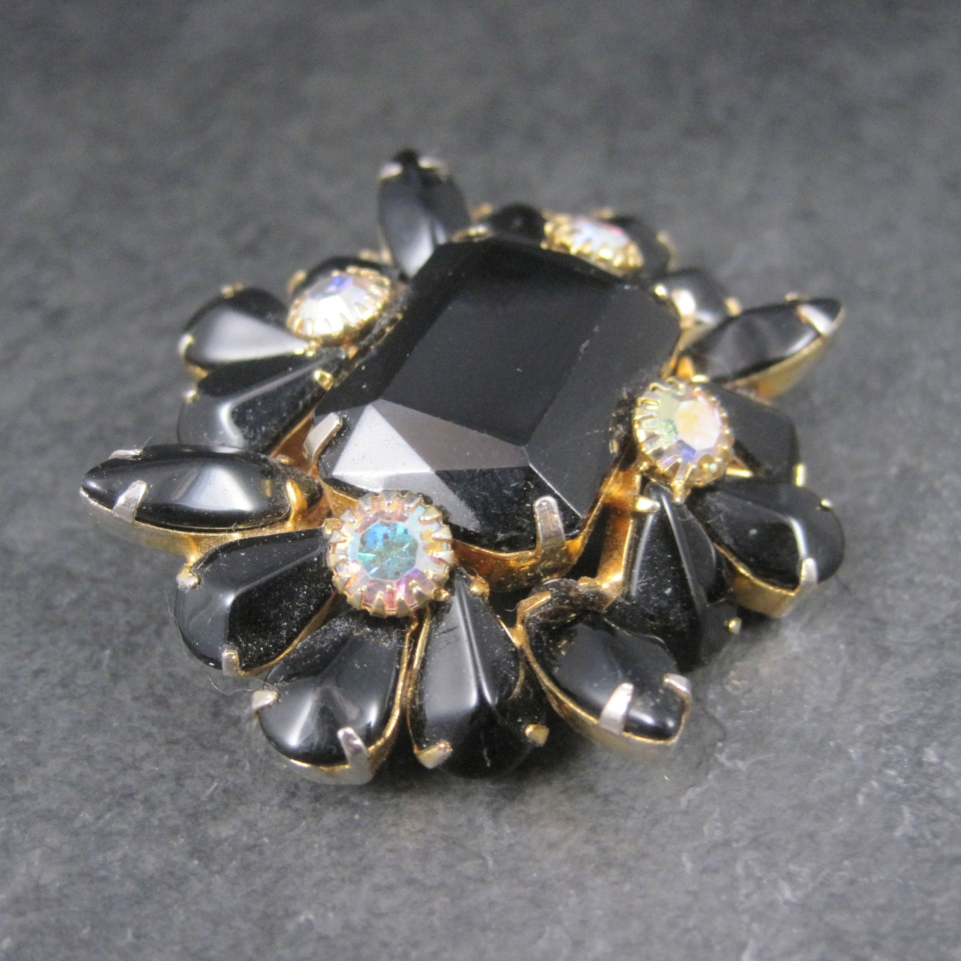 Vintage Black Rhinestone Juliana Brooch
