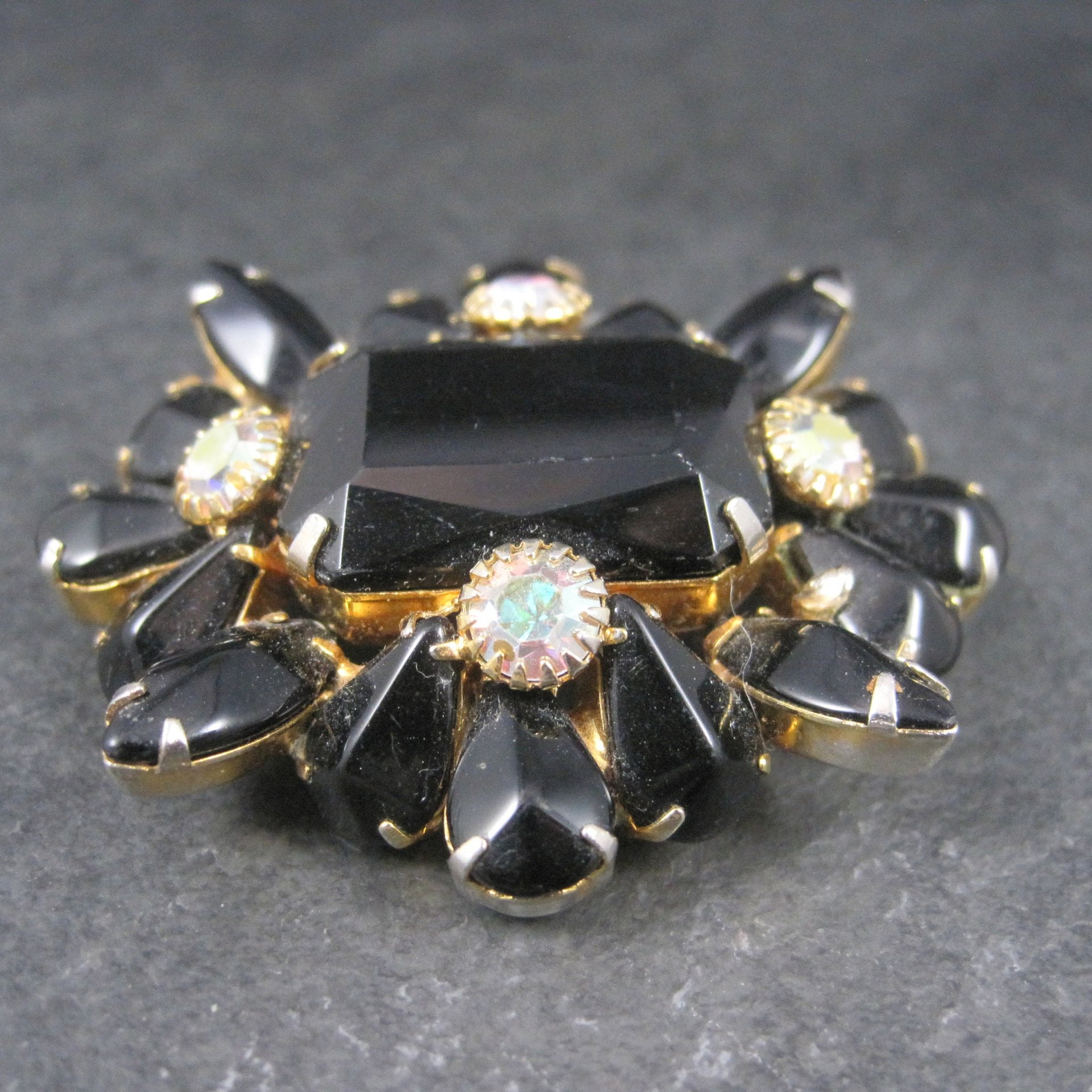 Vintage Black Rhinestone Juliana Brooch