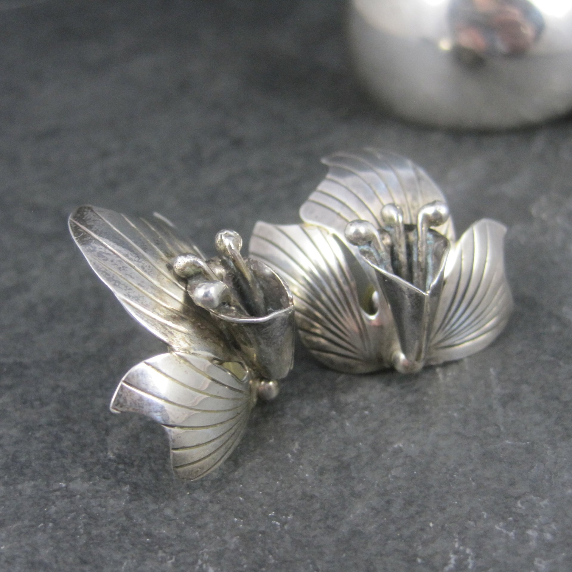 Vintage Carol Felley Orchid Cuff Bracelet Earrings Jewelry Set Sterling Silver 1987