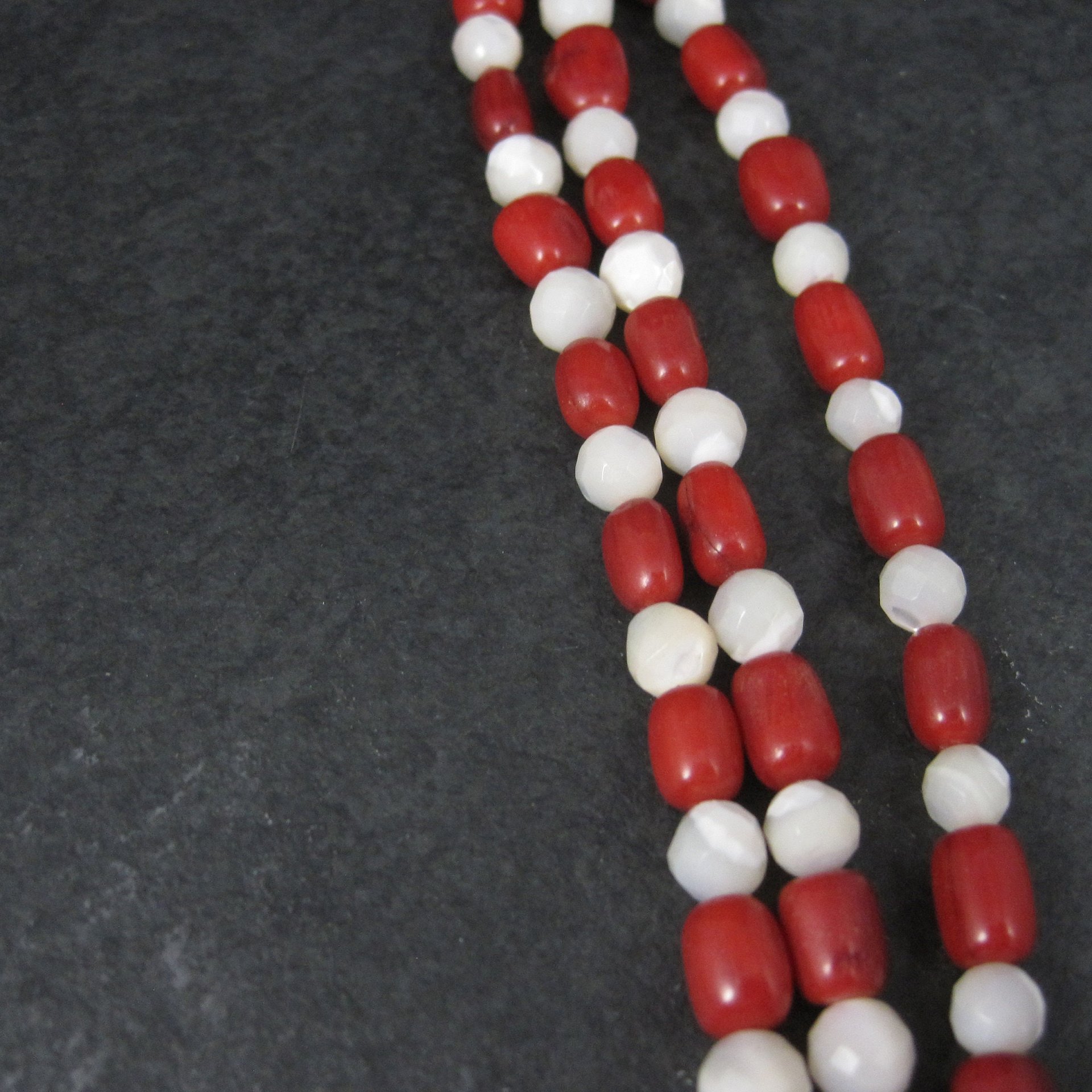 Vintage Coral Mother of Pearl 3 Strand Necklace Desert Rose Trading