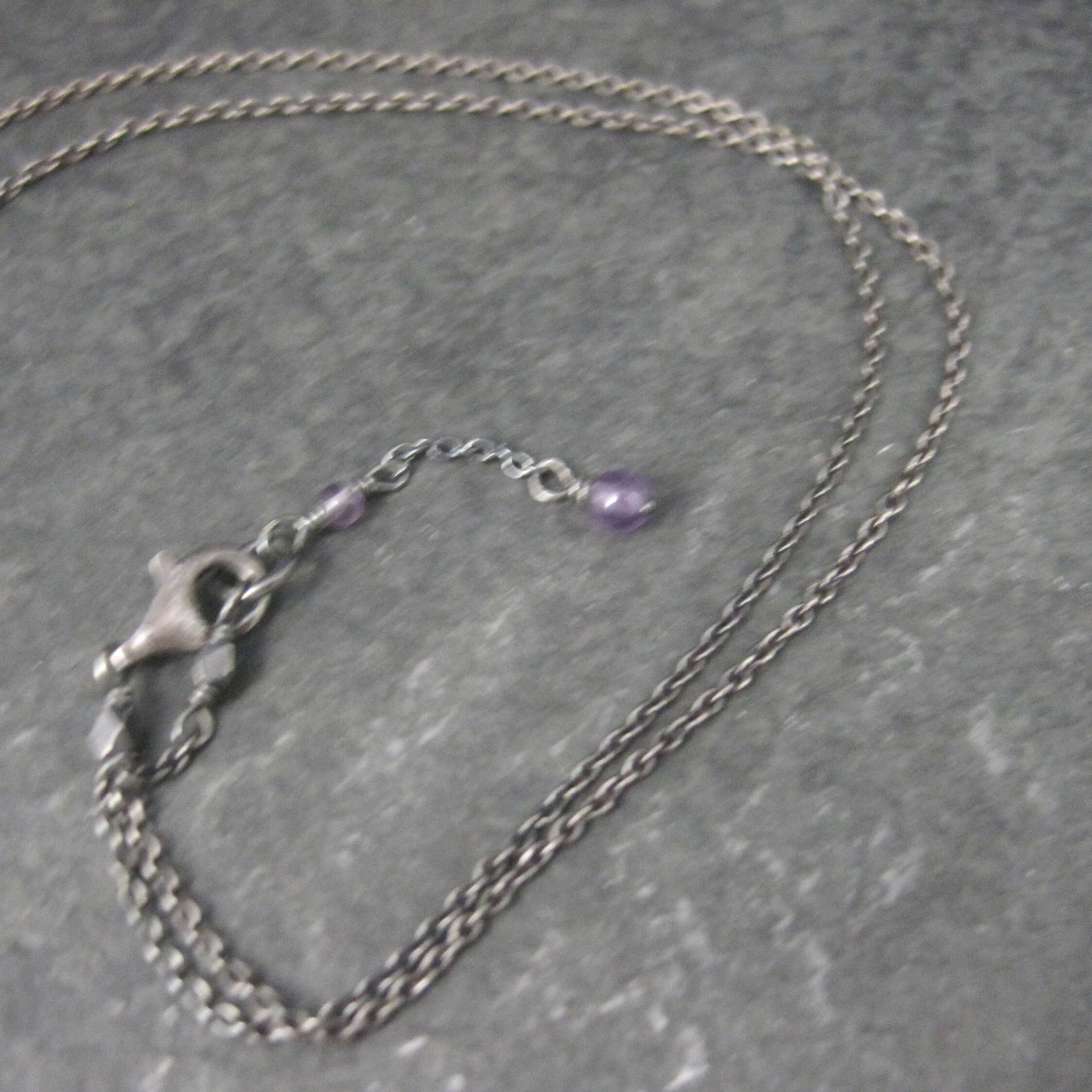 Dainty Vintage Sterling Amethyst Flower Necklace