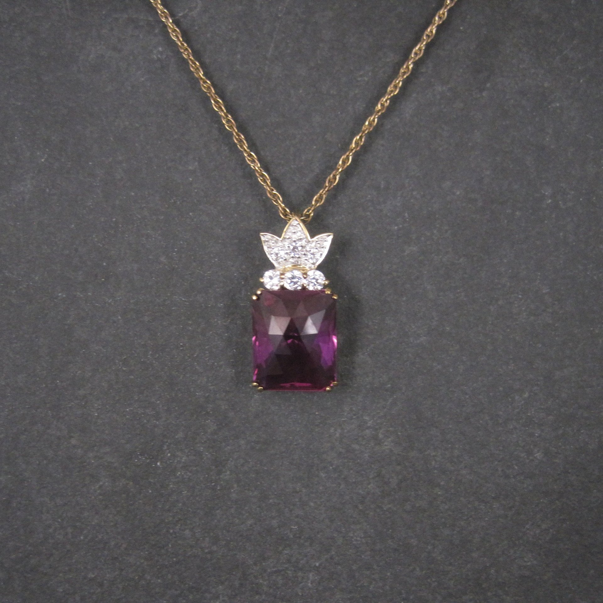 Estate Vermeil Sterling Purple Sapphire Pendant Necklace