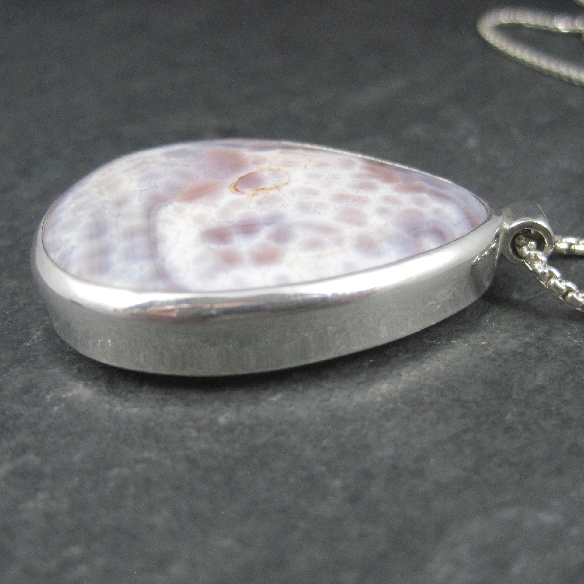 Vintage Sterling Purple Agate Pendant Necklace