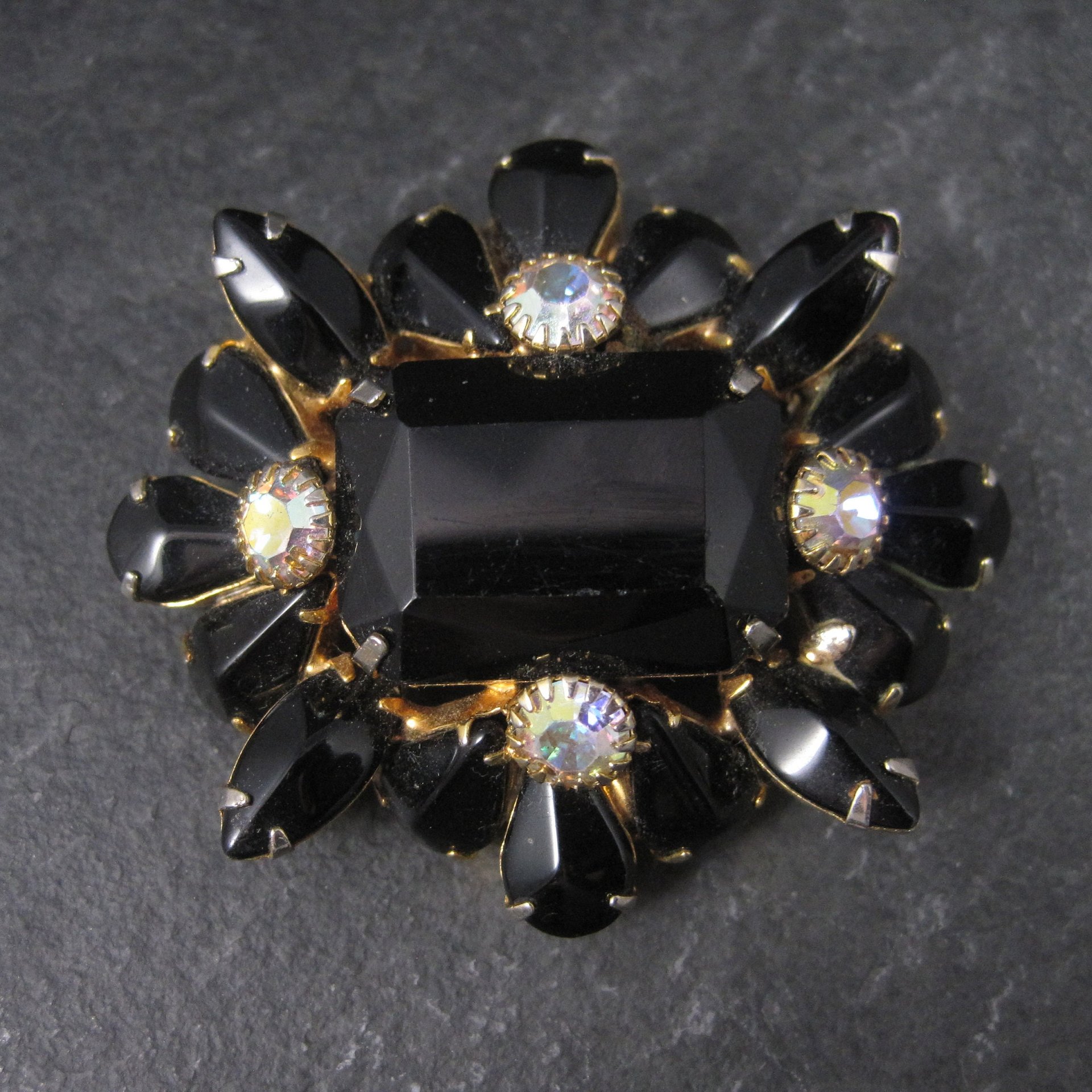 Vintage Black Rhinestone Juliana Brooch