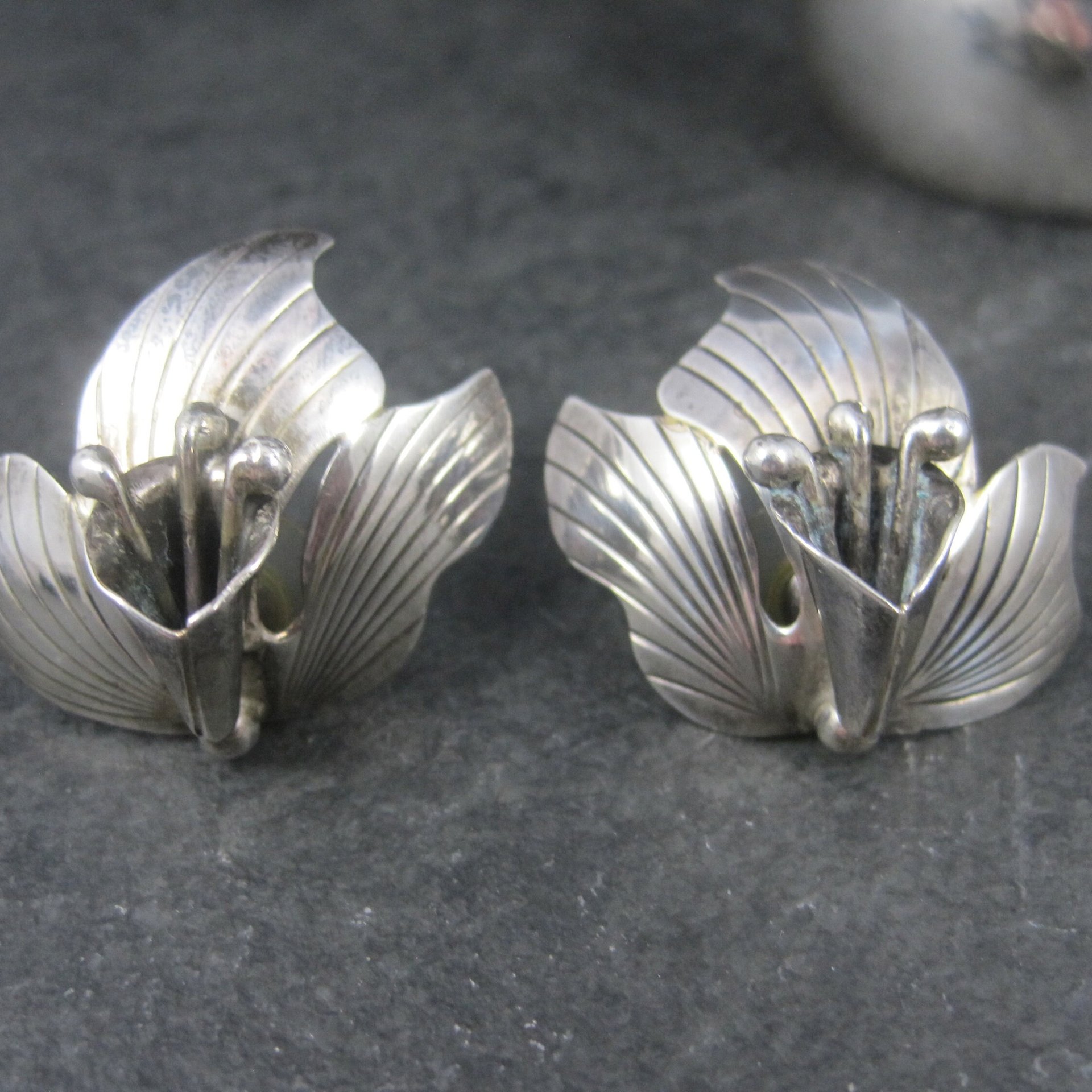 Vintage Carol Felley Orchid Cuff Bracelet Earrings Jewelry Set Sterling Silver 1987